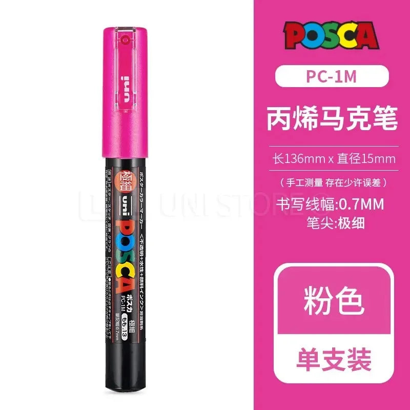 Uni Poscas Markers Single Packaged Acrylic Paint Color PC-1M PC-3M PC-5M Pen Graffiti Rock Metal Poster Painting Craft Supplies