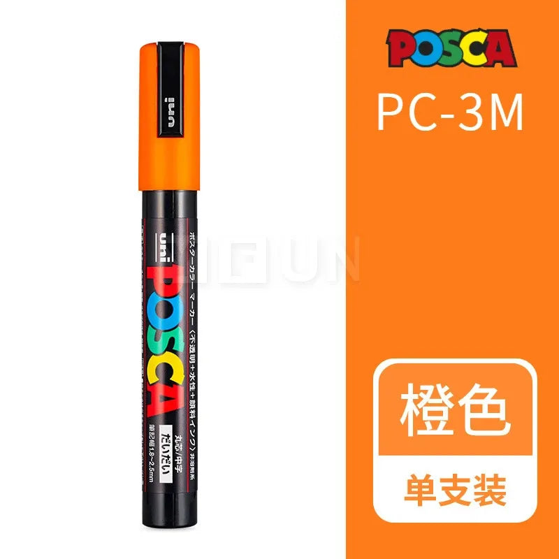Uni Poscas Markers Single Packaged Acrylic Paint Color PC-1M PC-3M PC-5M Pen Graffiti Rock Metal Poster Painting Craft Supplies