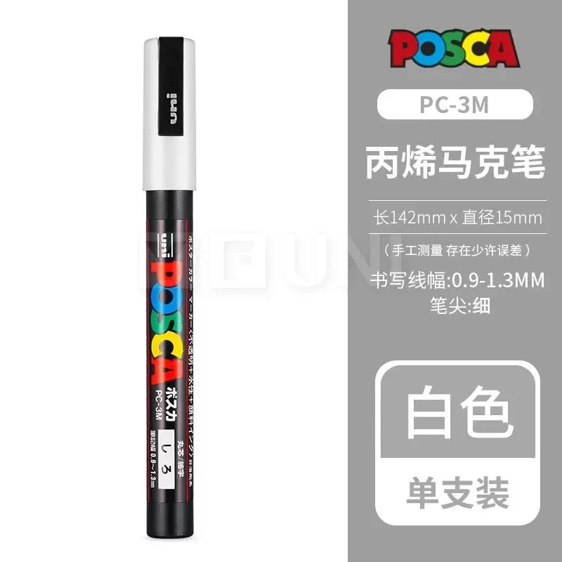 Uni Poscas Markers Single Packaged Acrylic Paint Color PC-1M PC-3M PC-5M Pen Graffiti Rock Metal Poster Painting Craft Supplies