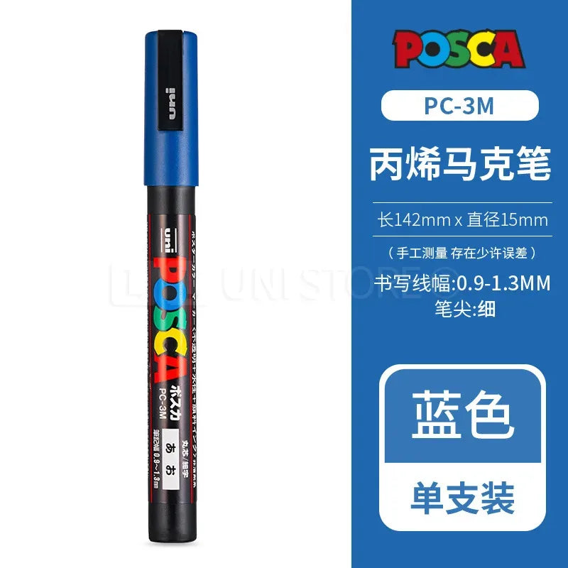Uni Poscas Markers Single Packaged Acrylic Paint Color PC-1M PC-3M PC-5M Pen Graffiti Rock Metal Poster Painting Craft Supplies