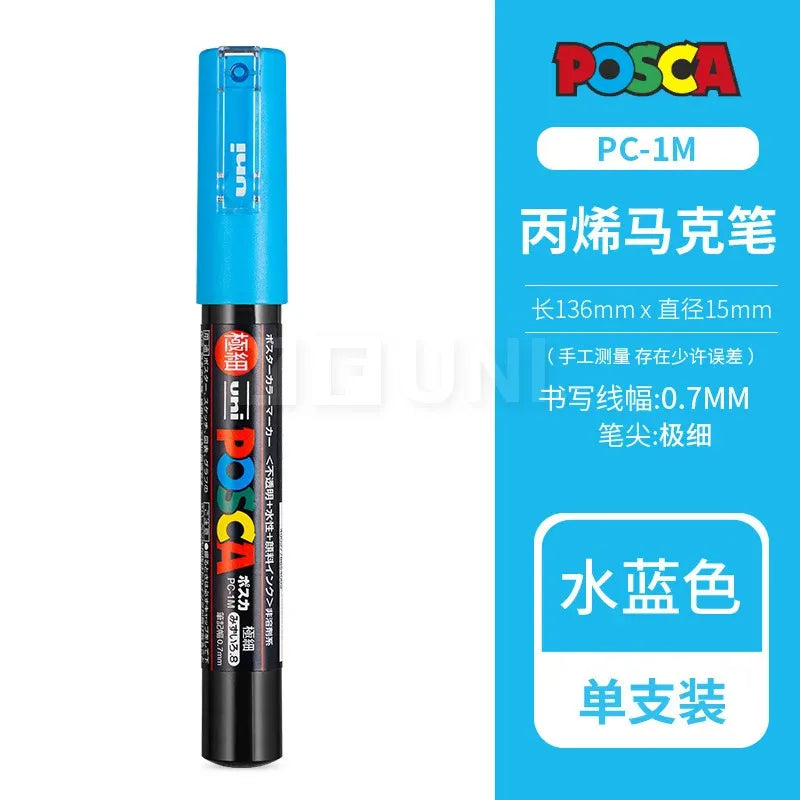 Uni Poscas Markers Single Packaged Acrylic Paint Color PC-1M PC-3M PC-5M Pen Graffiti Rock Metal Poster Painting Craft Supplies