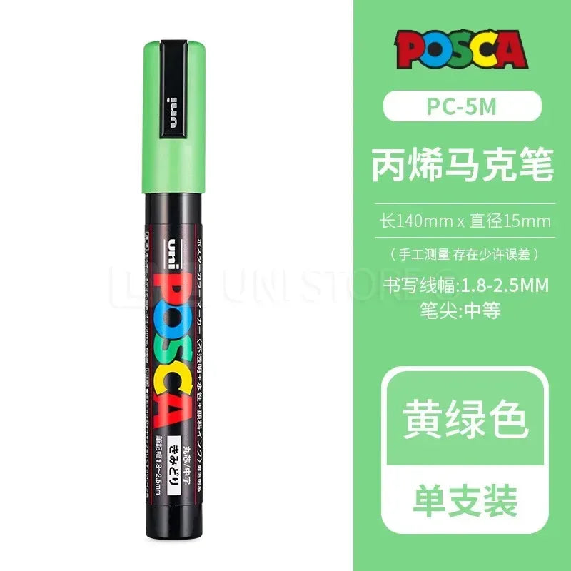 Uni Poscas Markers Single Packaged Acrylic Paint Color PC-1M PC-3M PC-5M Pen Graffiti Rock Metal Poster Painting Craft Supplies