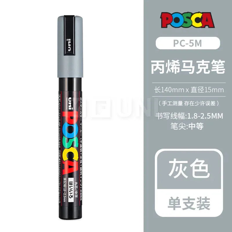 Uni Poscas Markers Single Packaged Acrylic Paint Color PC-1M PC-3M PC-5M Pen Graffiti Rock Metal Poster Painting Craft Supplies