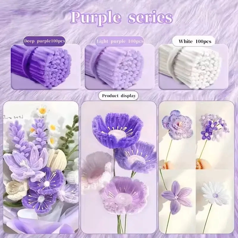 Plush Stick 30cm Chenille Stems Twisting Bar Pipe Cleaners Craft stamen Kids Creative Toys DIY Art Hand Flower Making Supplies