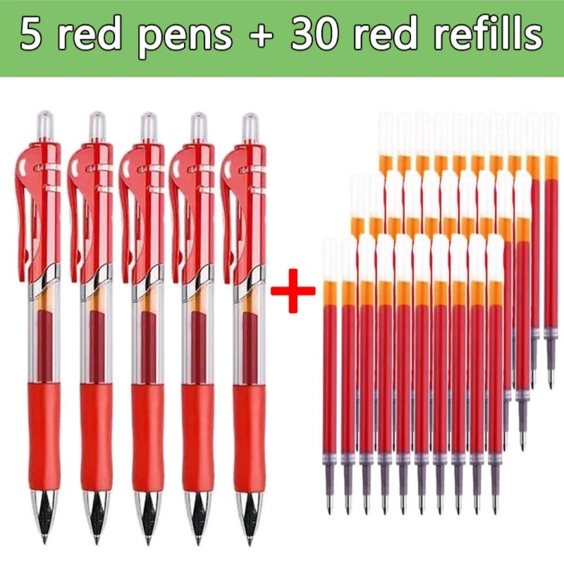 Press Gel Pen Signature pens Blue Black Red Refill Pen Bullet tip Gel Pen School office supplies art stationery