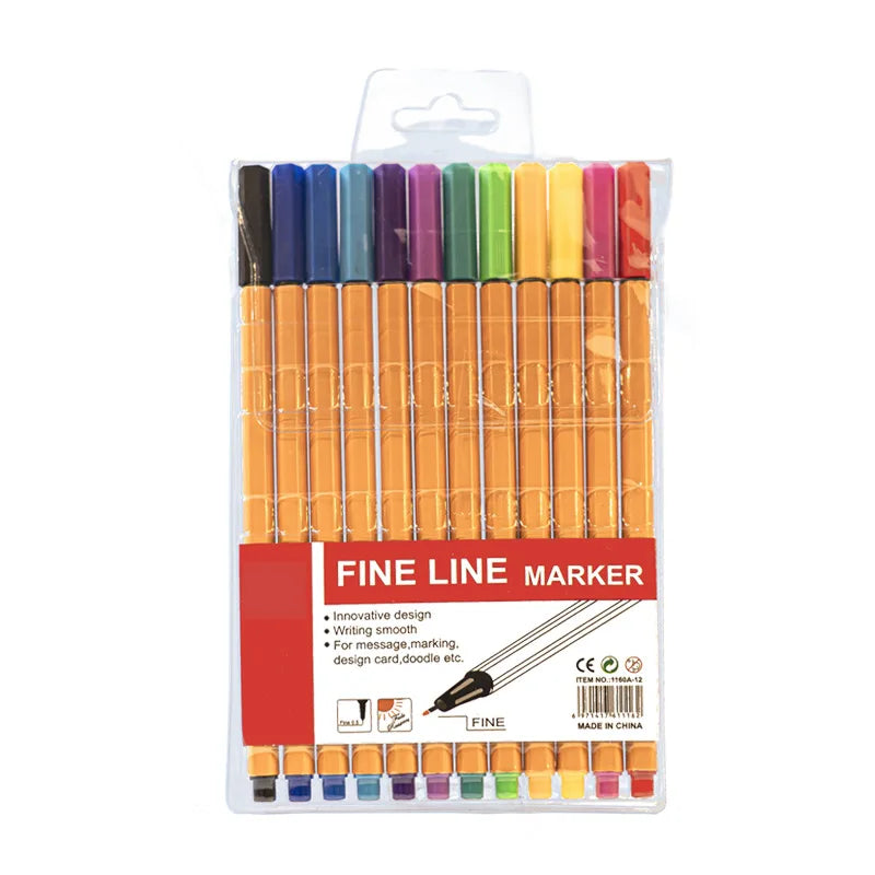 Colorful Fineliner Marker Set 6/12/18/24 Colors Water-Based Micron Pens for Drawing Painting Manga School Office Art Supplies