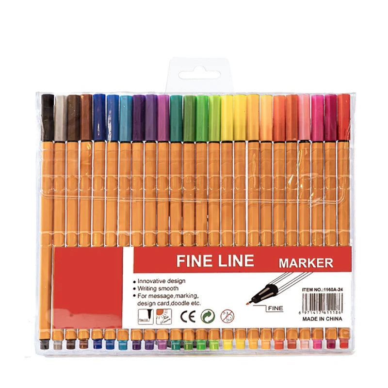 Colorful Fineliner Marker Set 6/12/18/24 Colors Water-Based Micron Pens for Drawing Painting Manga School Office Art Supplies