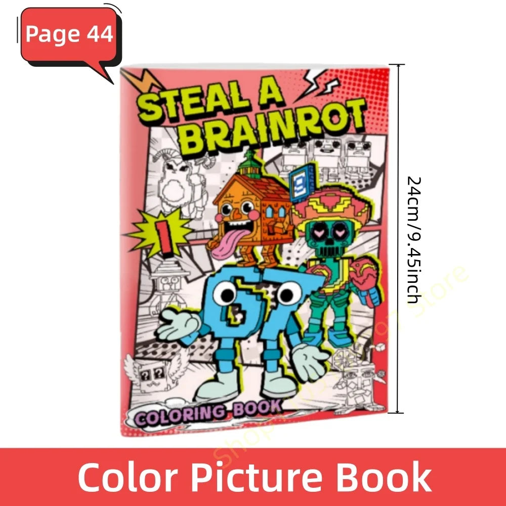 Steal A Brainrot Coloring Books Sketchbook School Colors Painting Art Supplies 67 House 9 Job Drawing Books Gifts Set Girl Toys