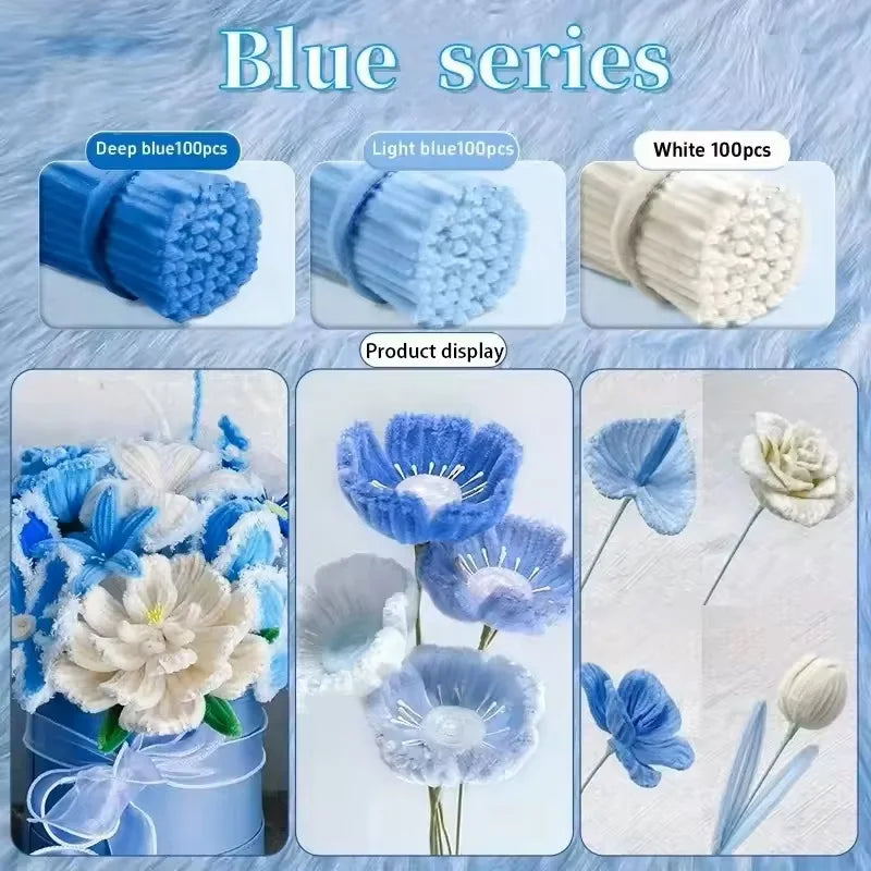 Plush Stick 30cm Chenille Stems Twisting Bar Pipe Cleaners Craft stamen Kids Creative Toys DIY Art Hand Flower Making Supplies