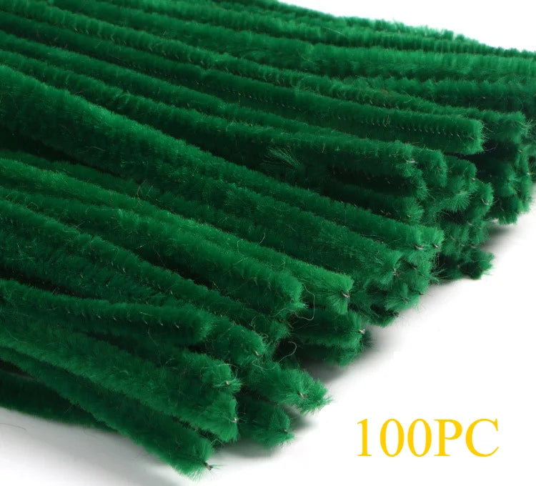 100pcs Pipe Cleaners Chenille Stem Craft Flower Supplies, 3 Colors Pipe Cleaners Set for DIY Art and Craft Decorations