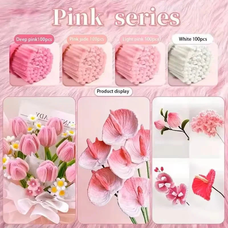 Plush Stick 30cm Chenille Stems Twisting Bar Pipe Cleaners Craft stamen Kids Creative Toys DIY Art Hand Flower Making Supplies