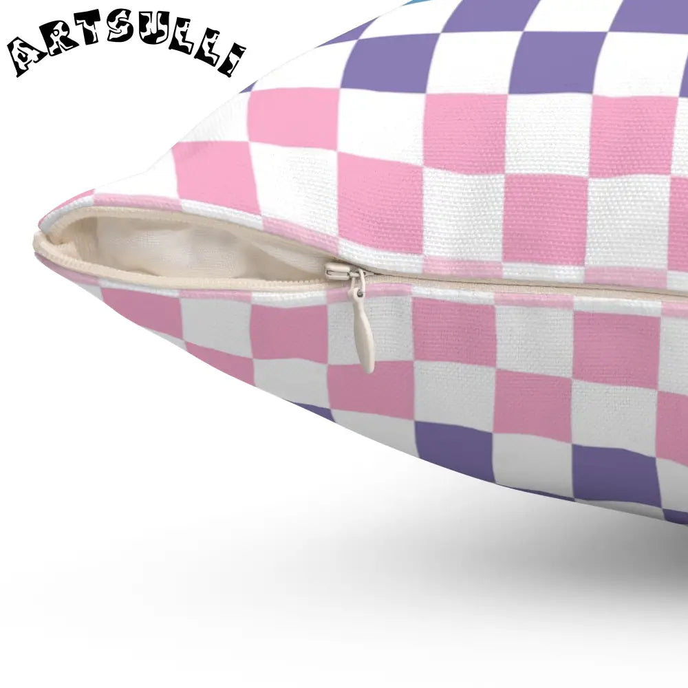 Vaporwave Rainbow Checkerboard Throw Pillow, Artsulli - Art is Long, Life is Short, Home Decor, , , , , , , 