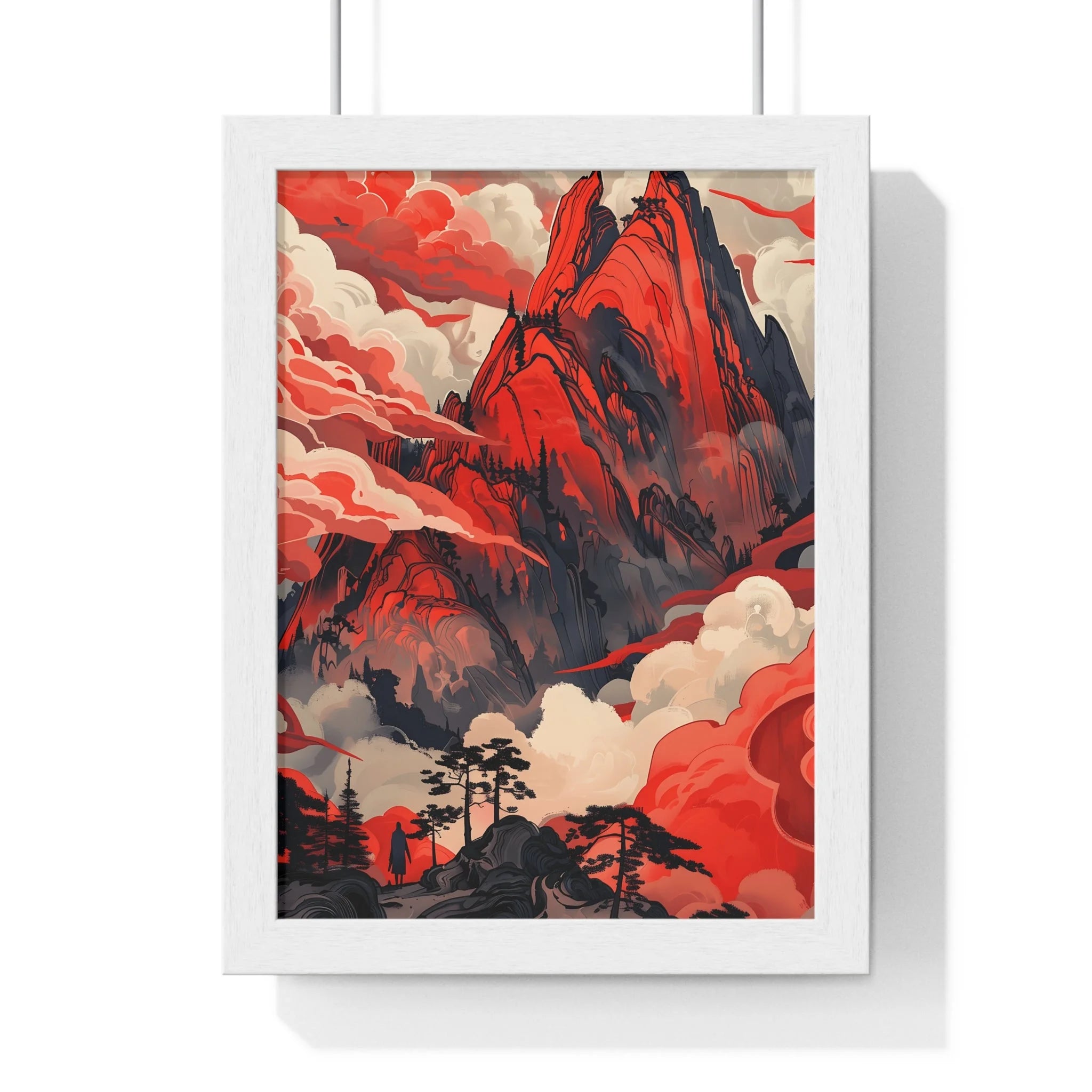 Buy The Best red mountain landscape poster white By Artsulli x Color Printify - Vertical Framed Poster - 2025