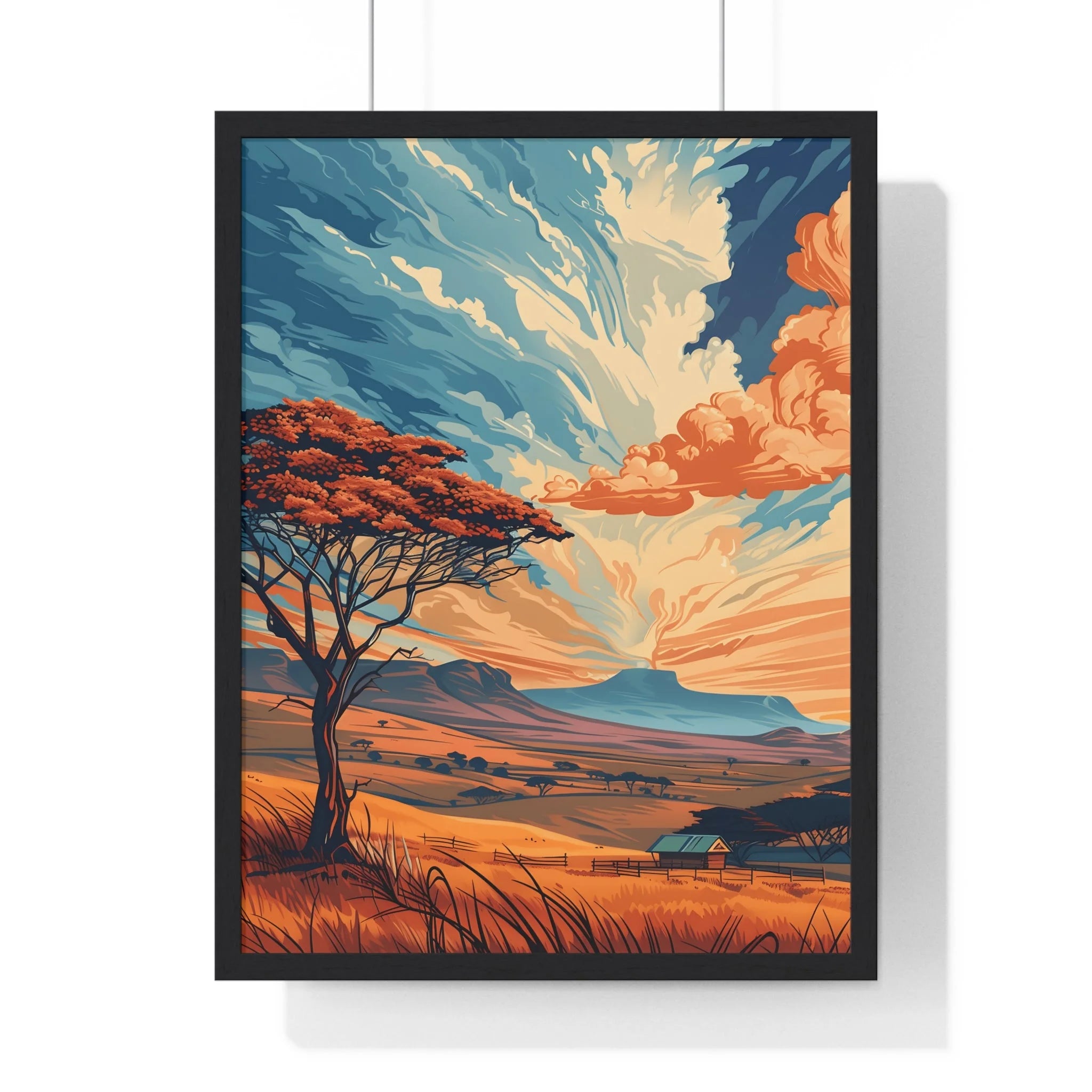 Buy The Best black framed tree art print By Artsulli x Color Printify - Vibrant Sunset Tree Framed Landscape Poster - 2025