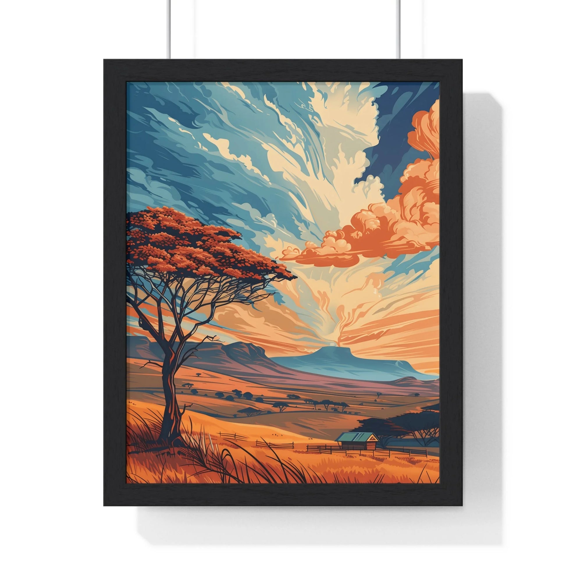 Buy The Best black framed landscape poster vibrant By Artsulli x Color Printify - Vibrant Sunset Tree Framed Landscape Poster - 2025