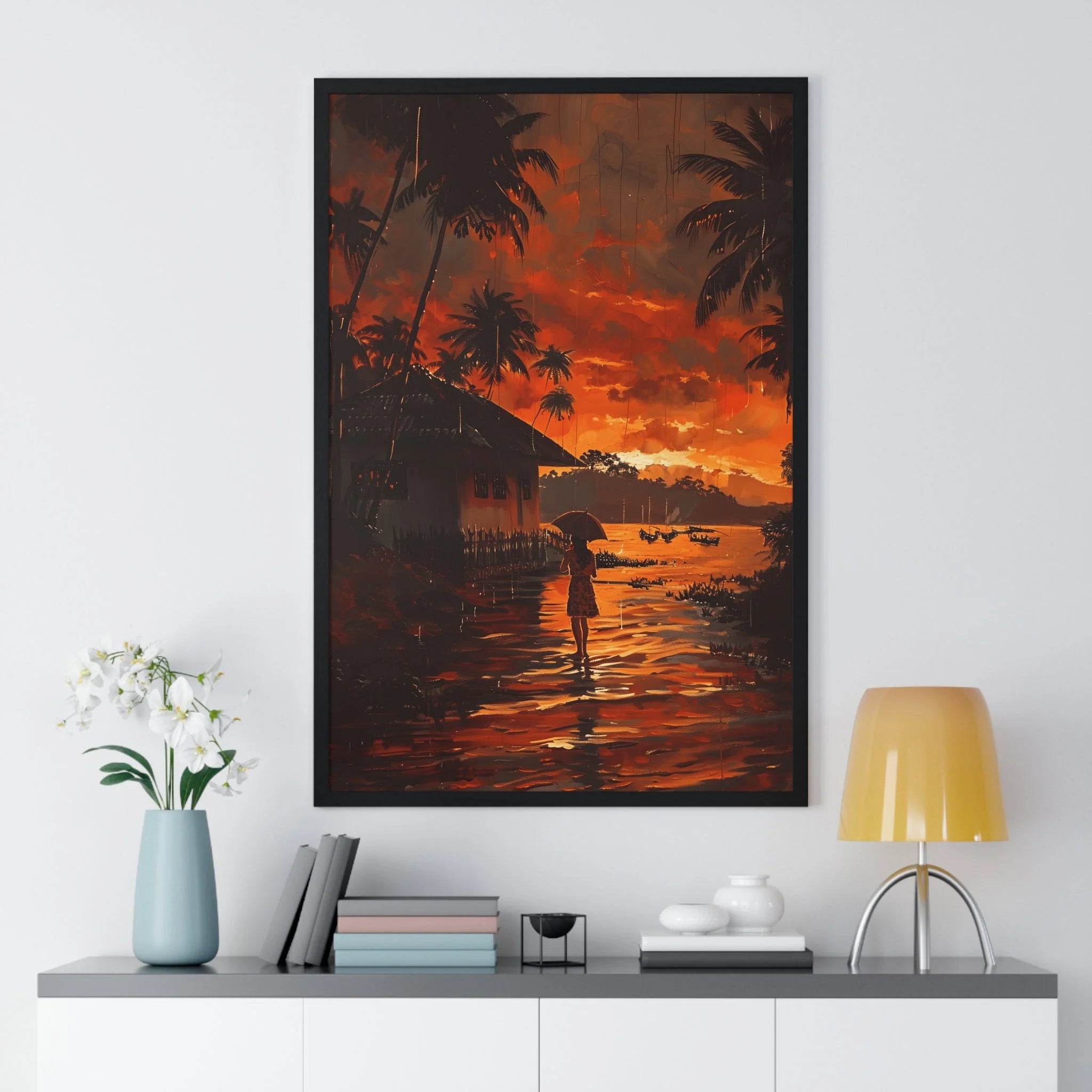 Buy The Best tropical sunset wall art print By Artsulli x Color Printify - Tropical Sunset Palm Framed Art Print - 2025