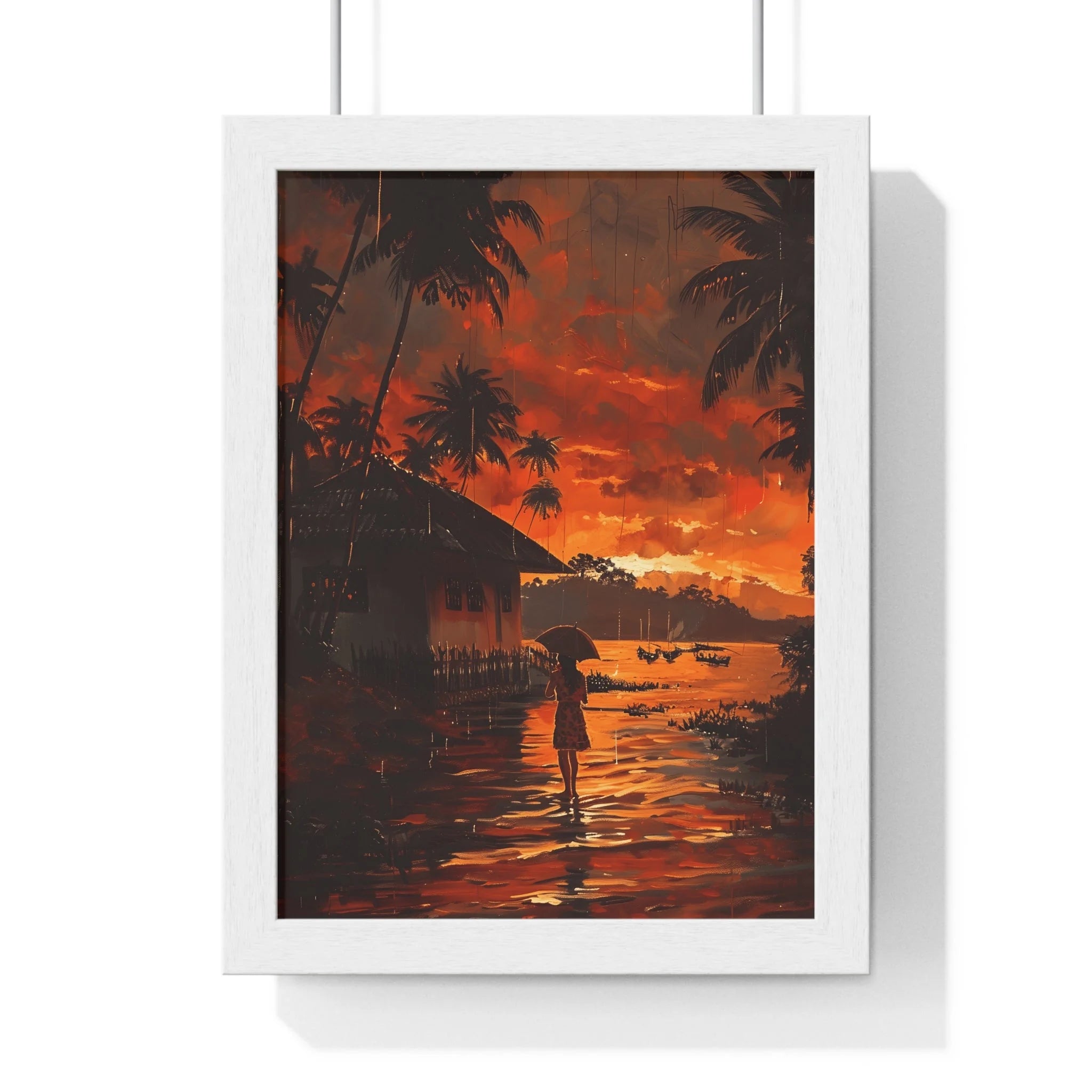 Buy The Best white framed poster tropical sunset By Artsulli x Color Printify - Tropical Sunset Palm Framed Art Print - 2025
