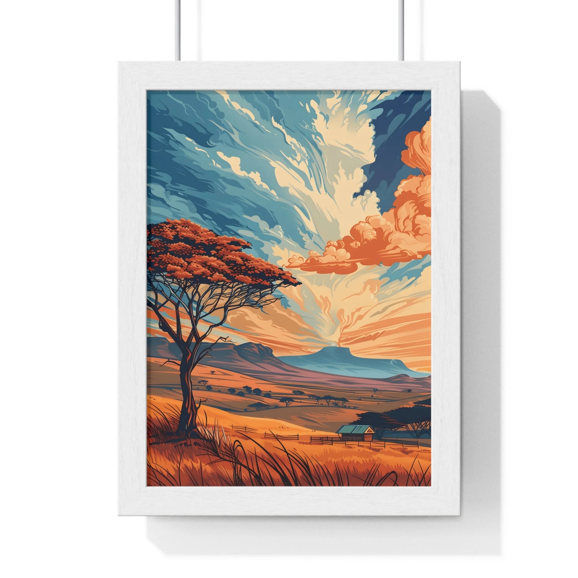 Buy The Best white framed canvas print sunset By Artsulli x Color Printify - Vibrant Sunset Tree Framed Landscape Poster - 2025