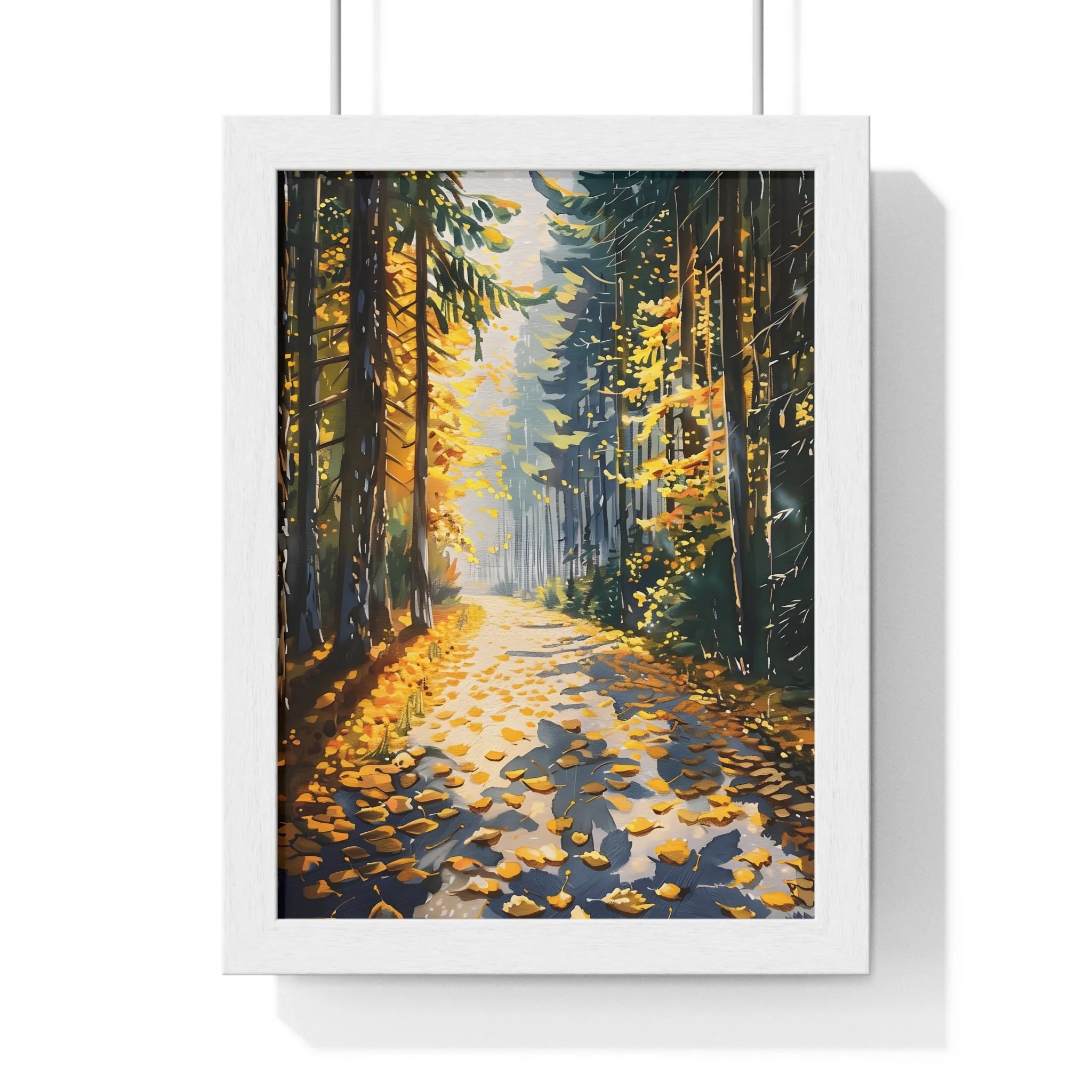 Buy The Best white framed forest path poster By Artsulli x Color Printify - Autumn Forest Path Framed Wall Art - 2025