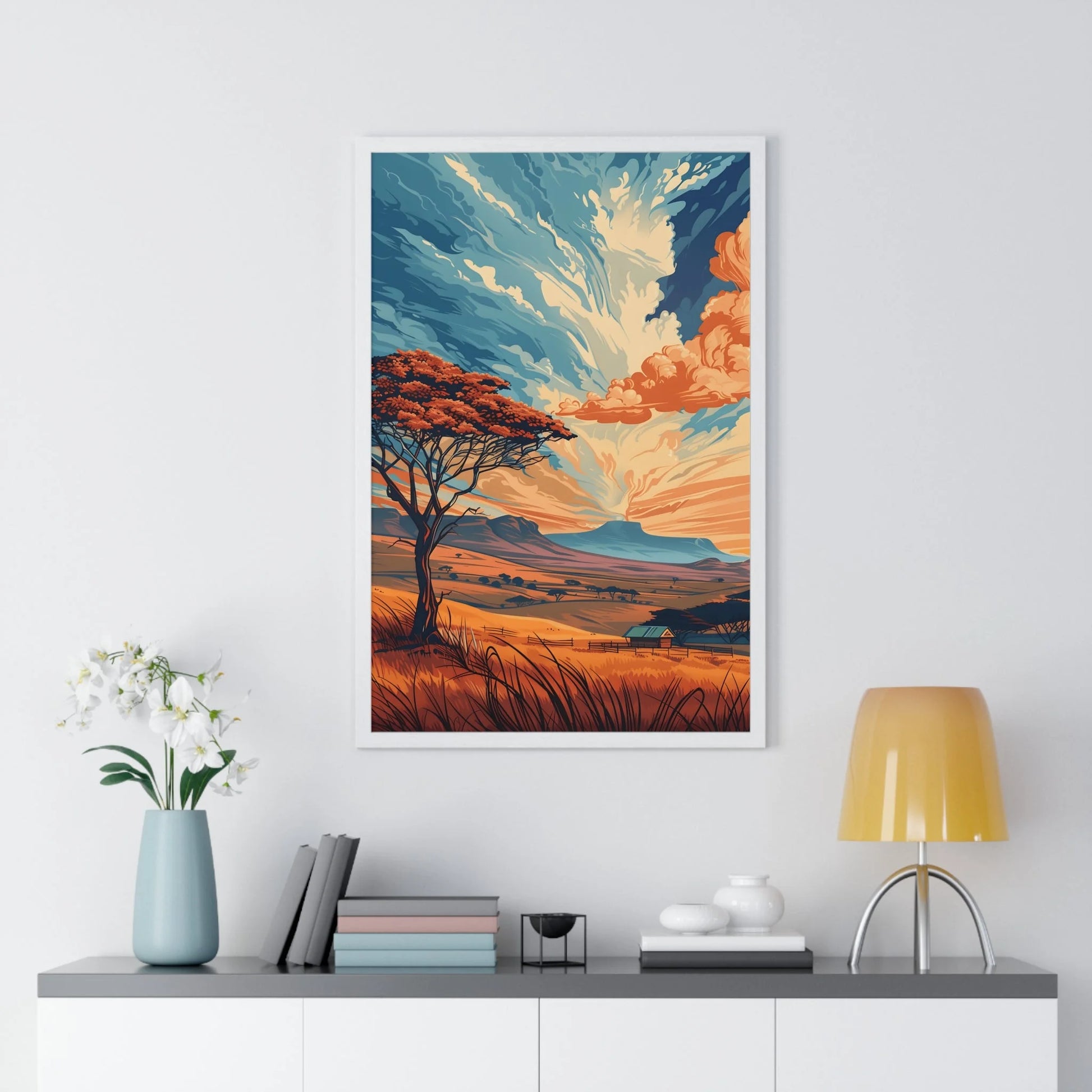 Buy The Best white framed landscape poster tree By Artsulli x Color Printify - Vibrant Sunset Tree Framed Landscape Poster - 2025