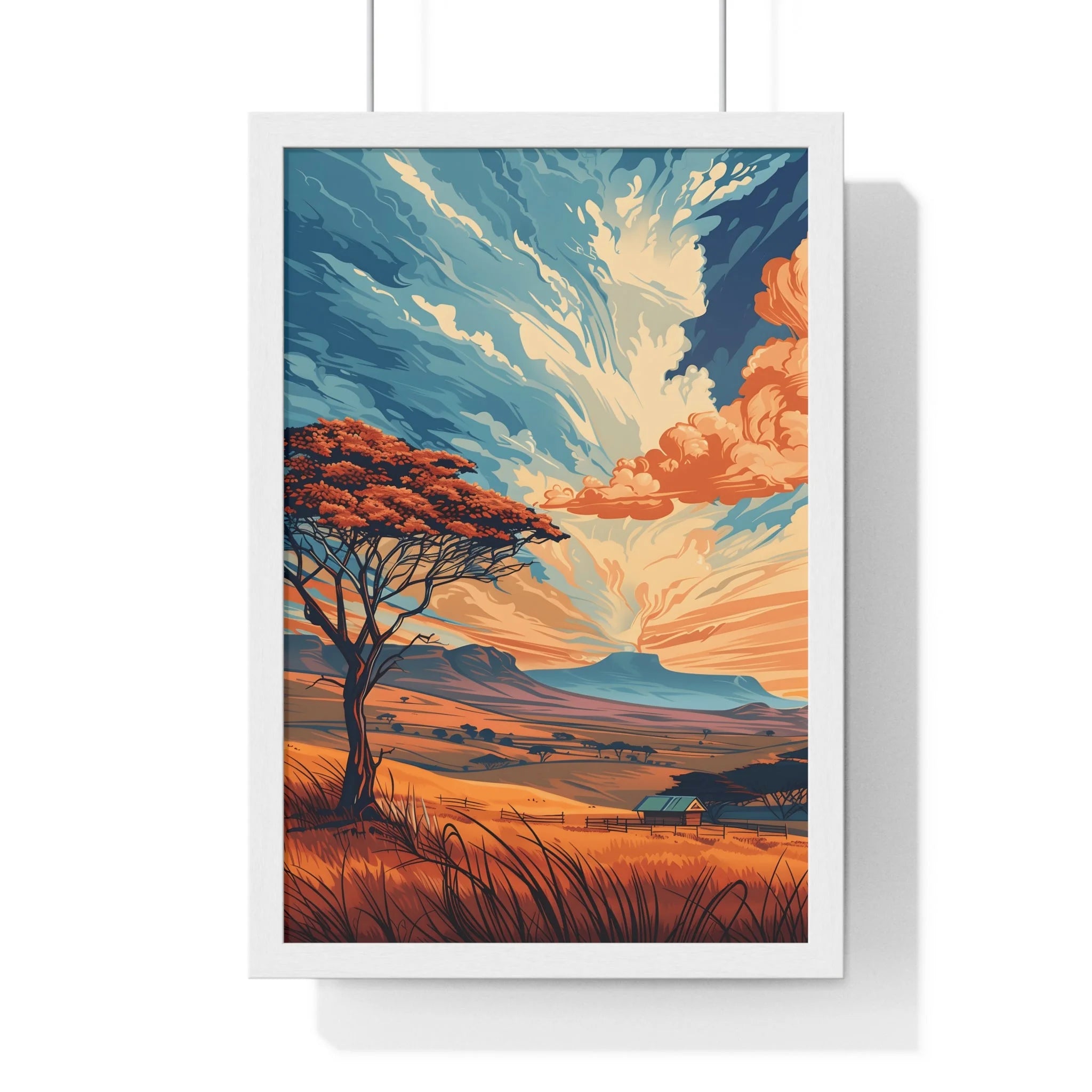 Buy The Best white framed poster vibrant landscape By Artsulli x Color Printify - Vibrant Sunset Tree Framed Landscape Poster - 2025