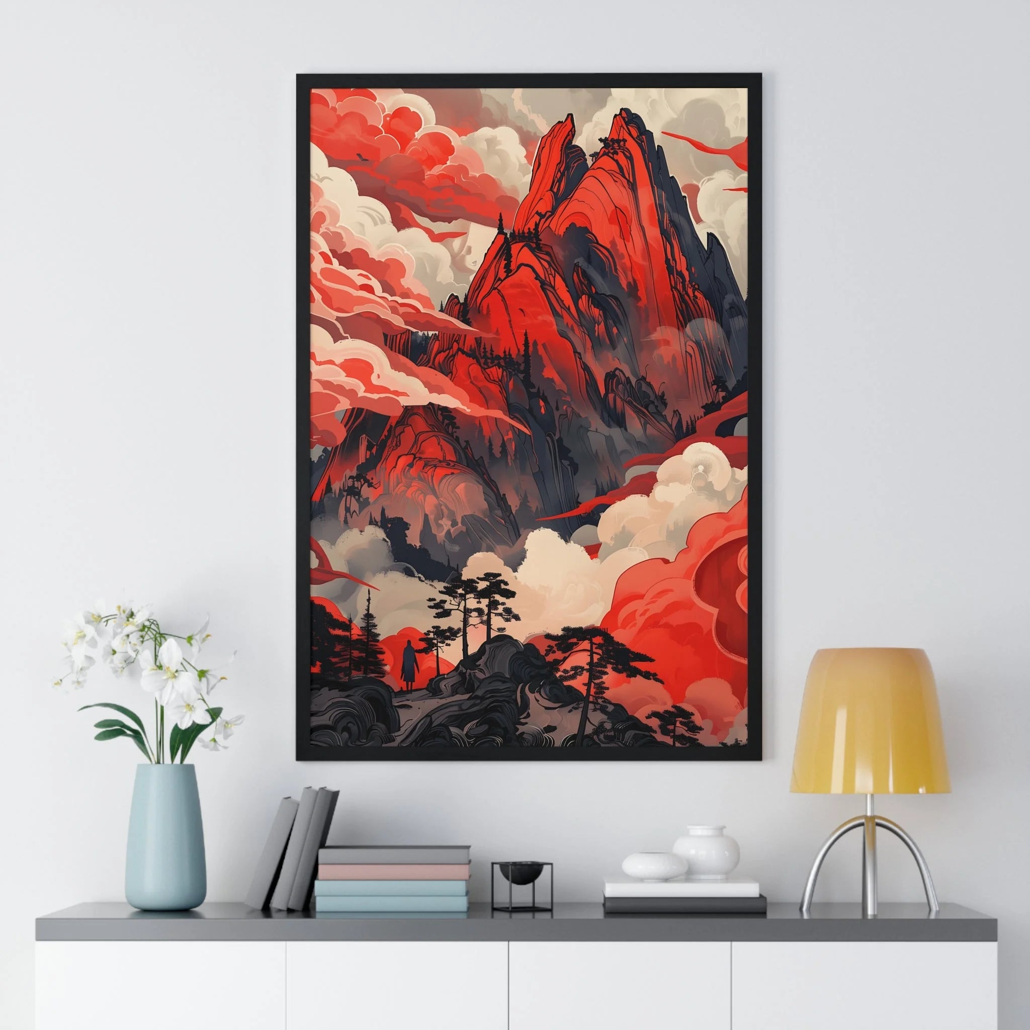 Buy The Best red mountain landscape poster By Artsulli x Color Printify - Vertical Framed Poster - 2025
