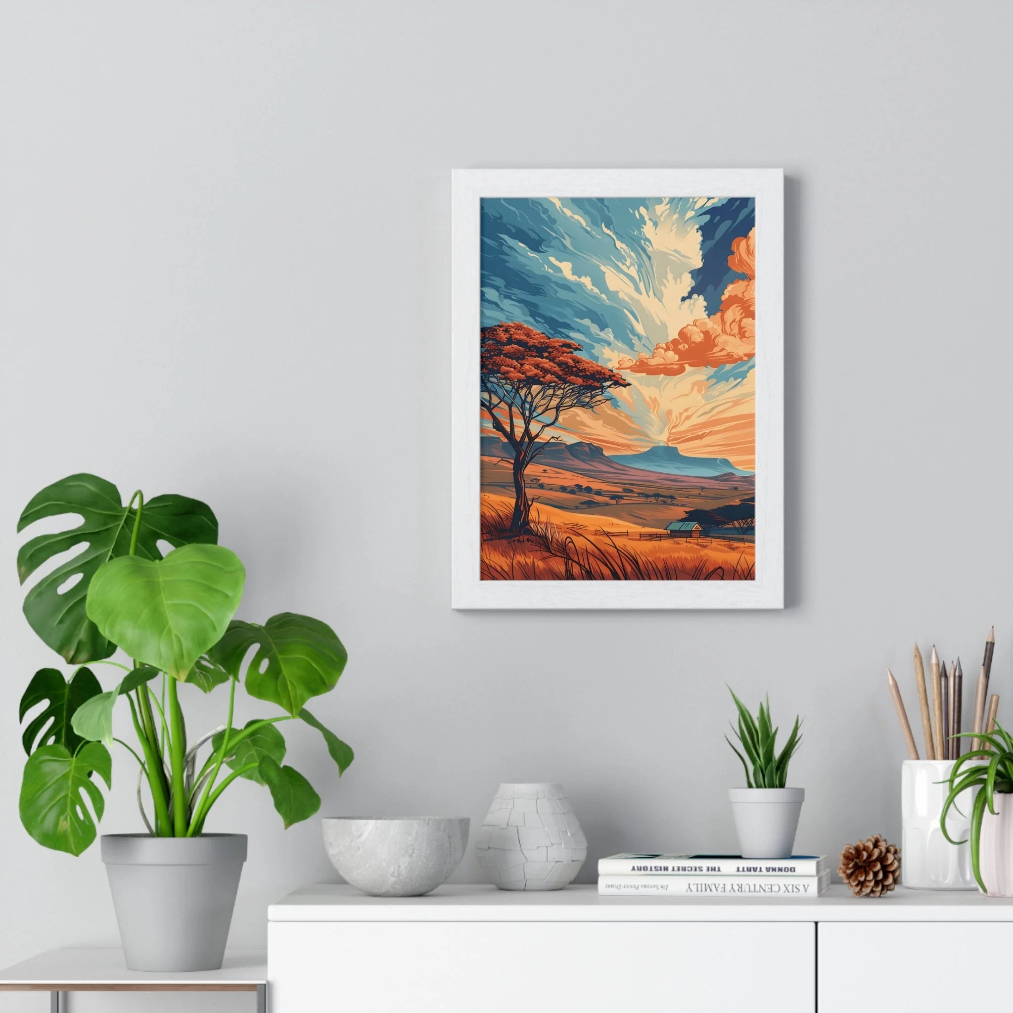 Buy The Best white framed canvas print vibrant By Artsulli x Color Printify - Vibrant Sunset Tree Framed Landscape Poster - 2025