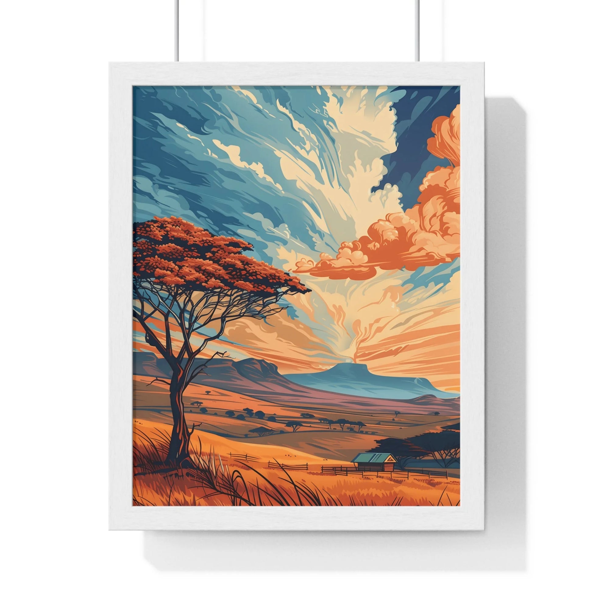 Buy The Best white framed canvas print tree By Artsulli x Color Printify - Vibrant Sunset Tree Framed Landscape Poster - 2025