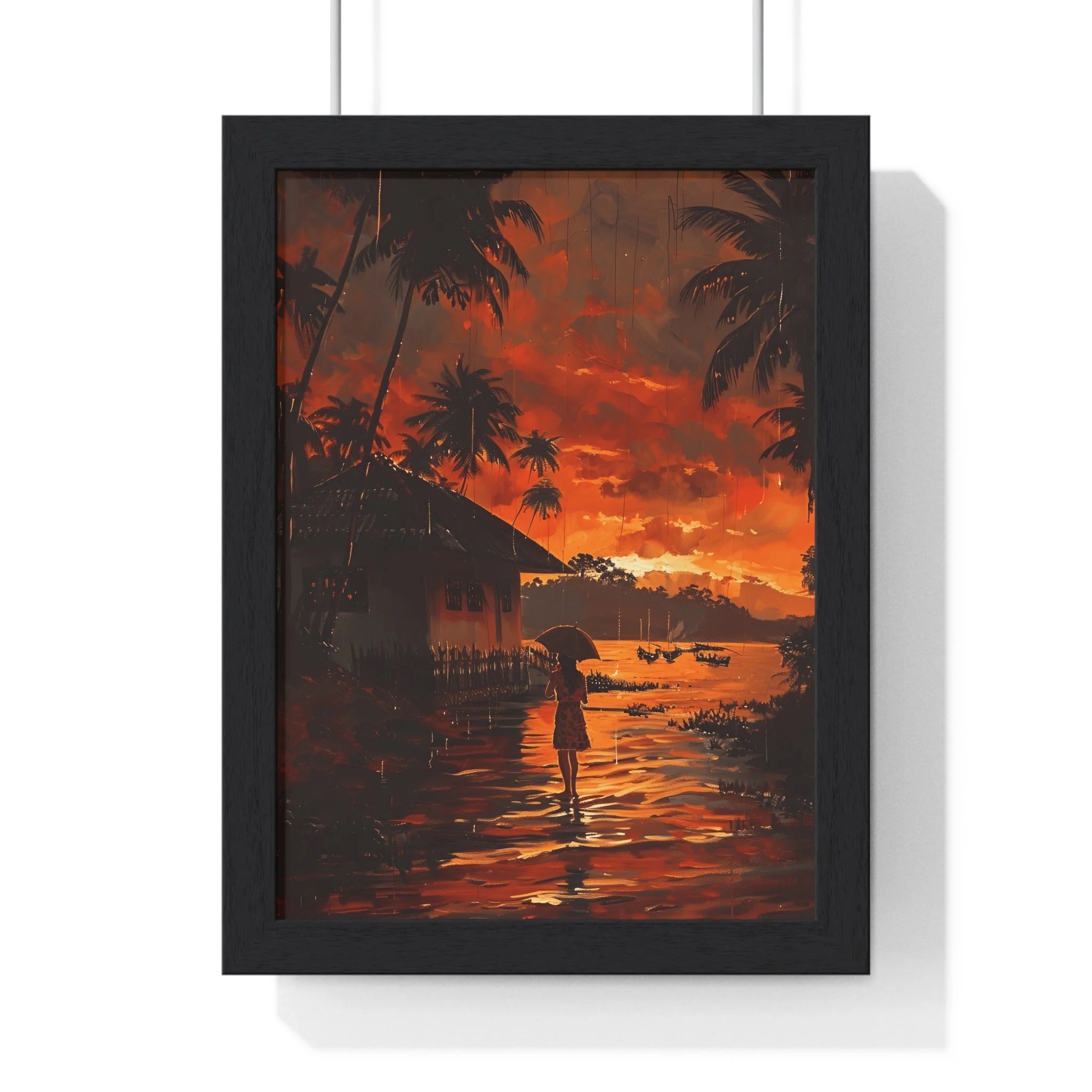 Buy The Best black framed sunset landscape poster By Artsulli x Color Printify - Tropical Sunset Palm Framed Art Print - 2025