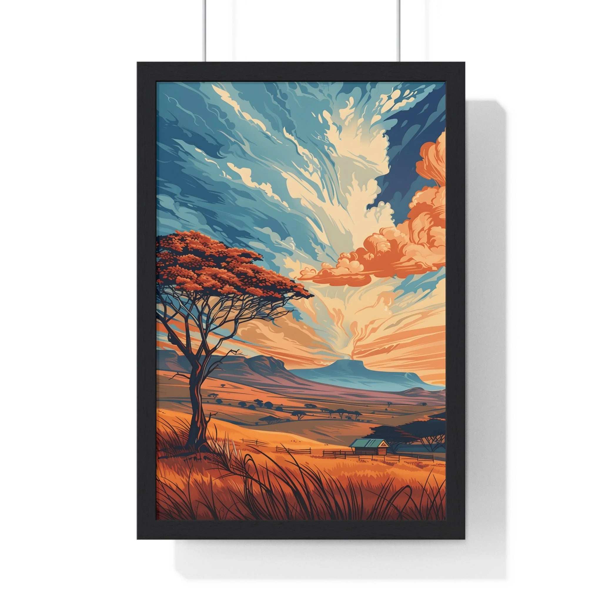 Buy The Best black framed poster vibrant landscape By Artsulli x Color Printify - Vibrant Sunset Tree Framed Landscape Poster - 2025