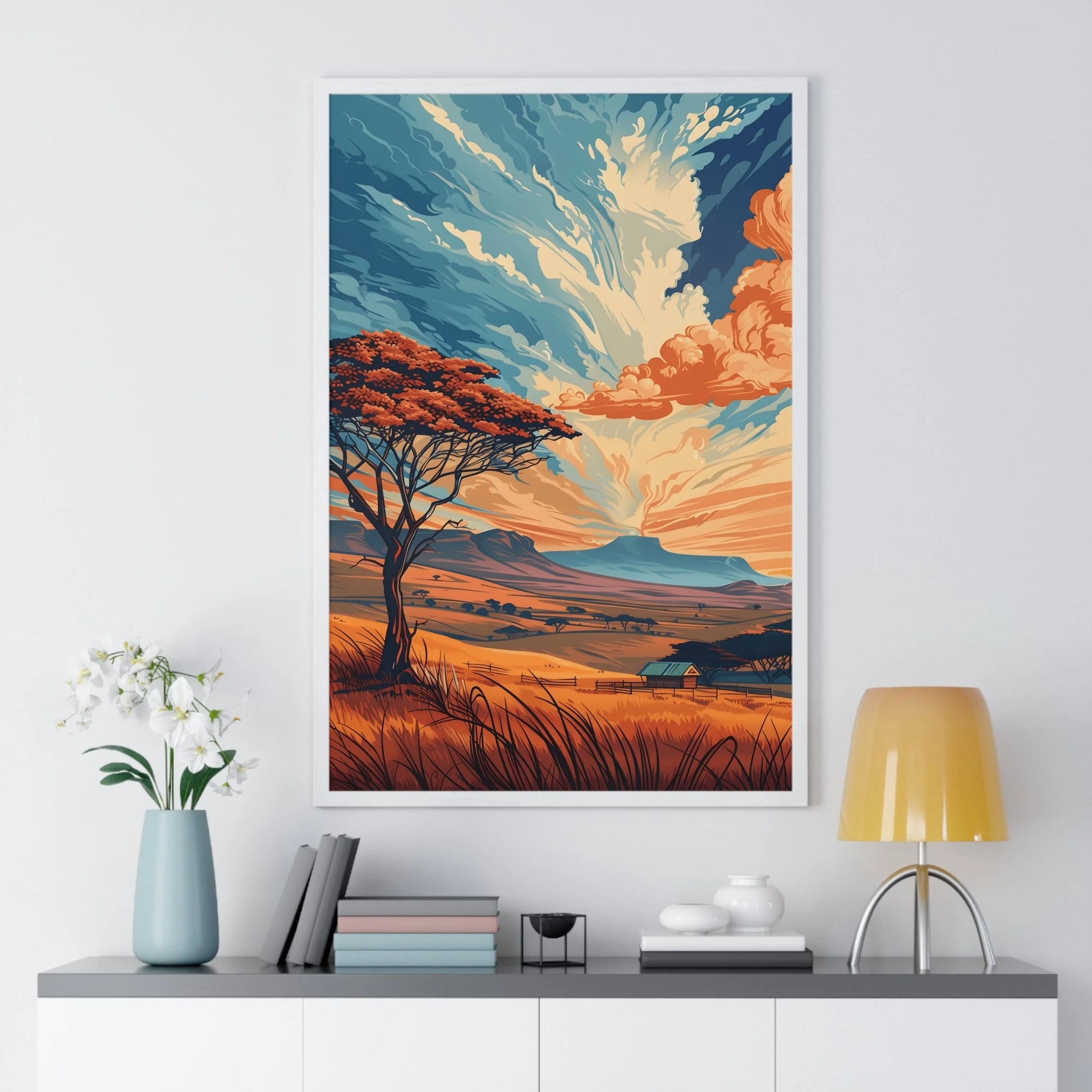 Buy The Best framed landscape art print tree By Artsulli x Color Printify - Vibrant Sunset Tree Framed Landscape Poster - 2025
