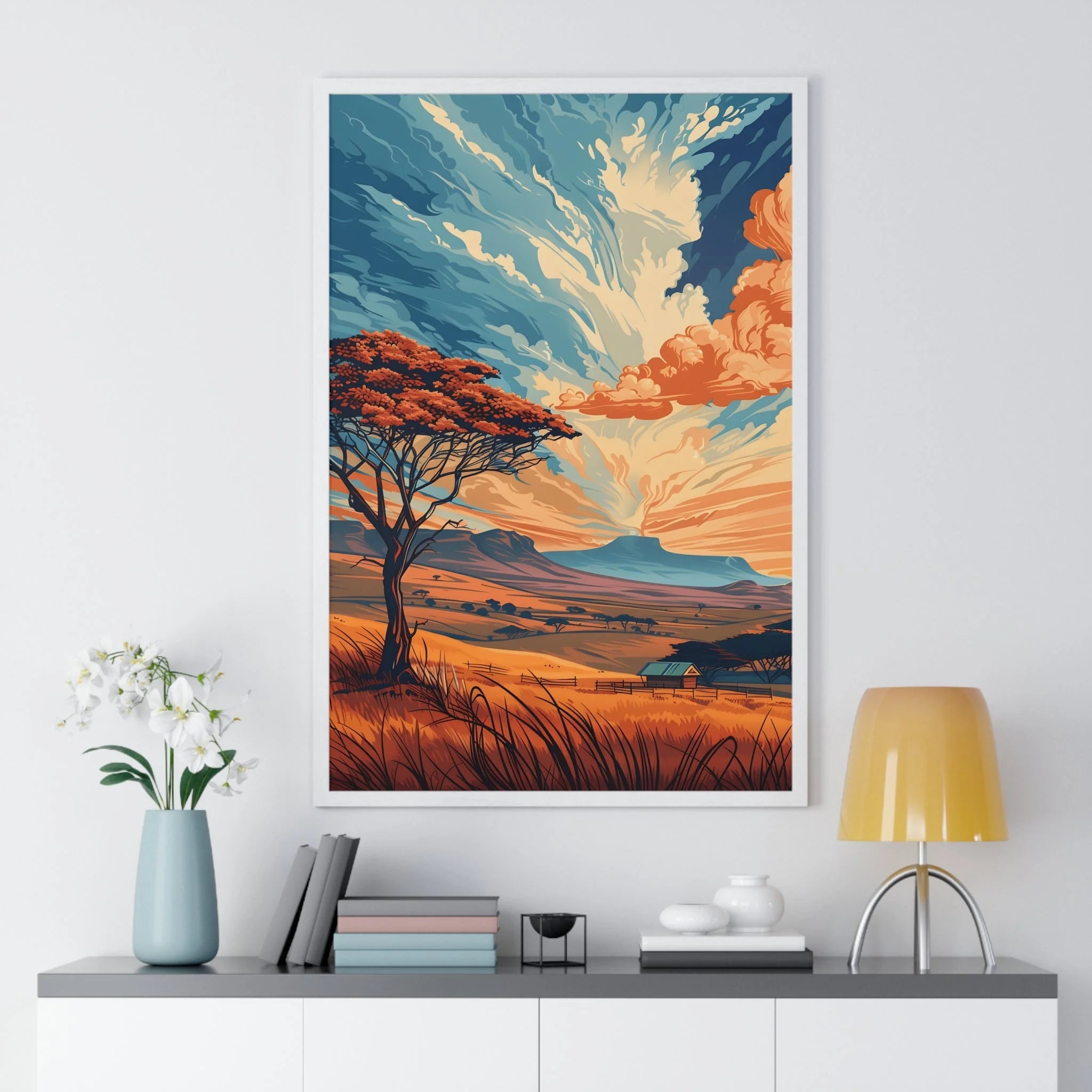 Buy The Best framed landscape art print tree By Artsulli x Color Printify - Vibrant Sunset Tree Framed Landscape Poster - 2025