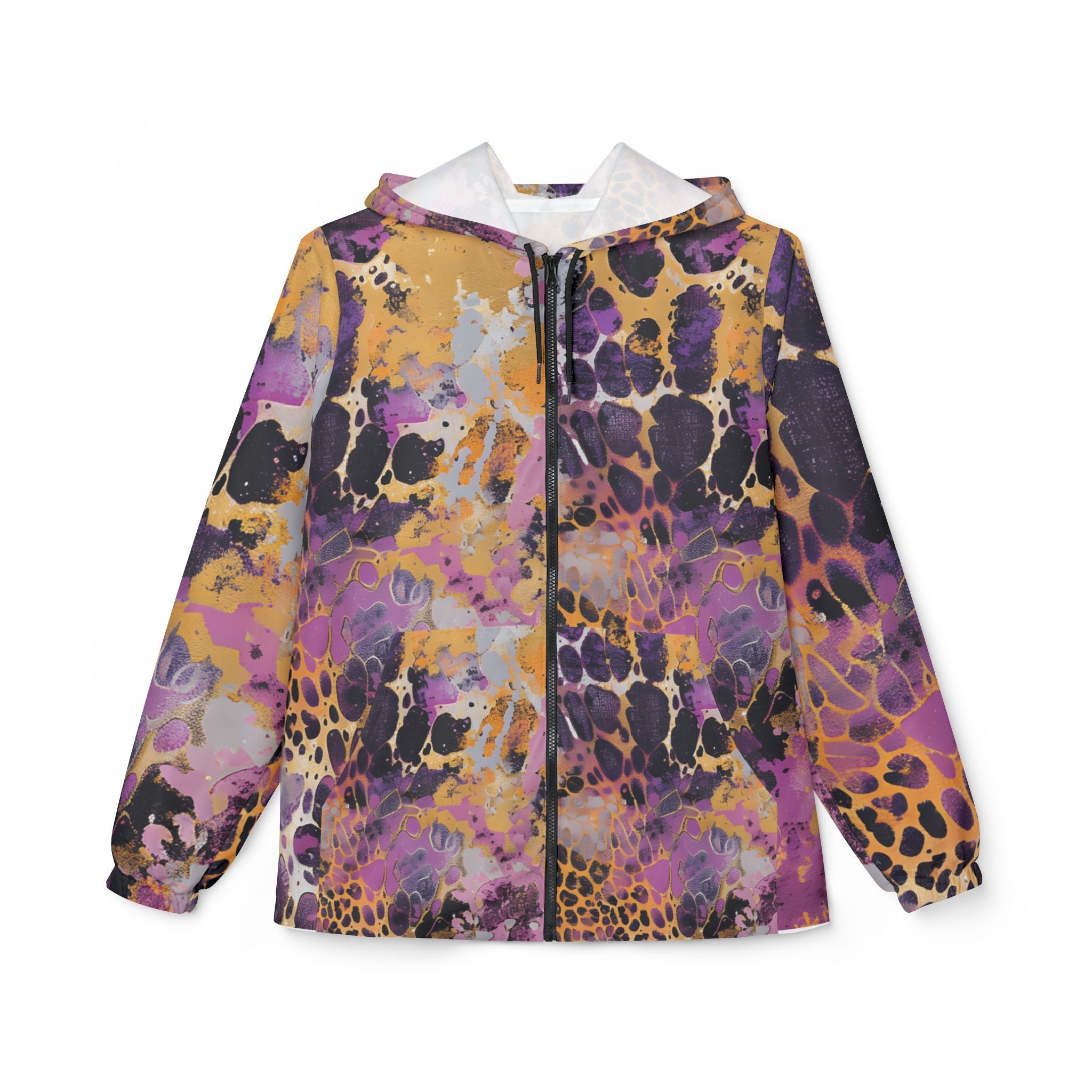 Vibrant Abstract Animal Print Windbreaker Jacket, Artsulli - Art is Long, Life is Short, Outerwear, Size, XS, , , , , 29050097498877207718