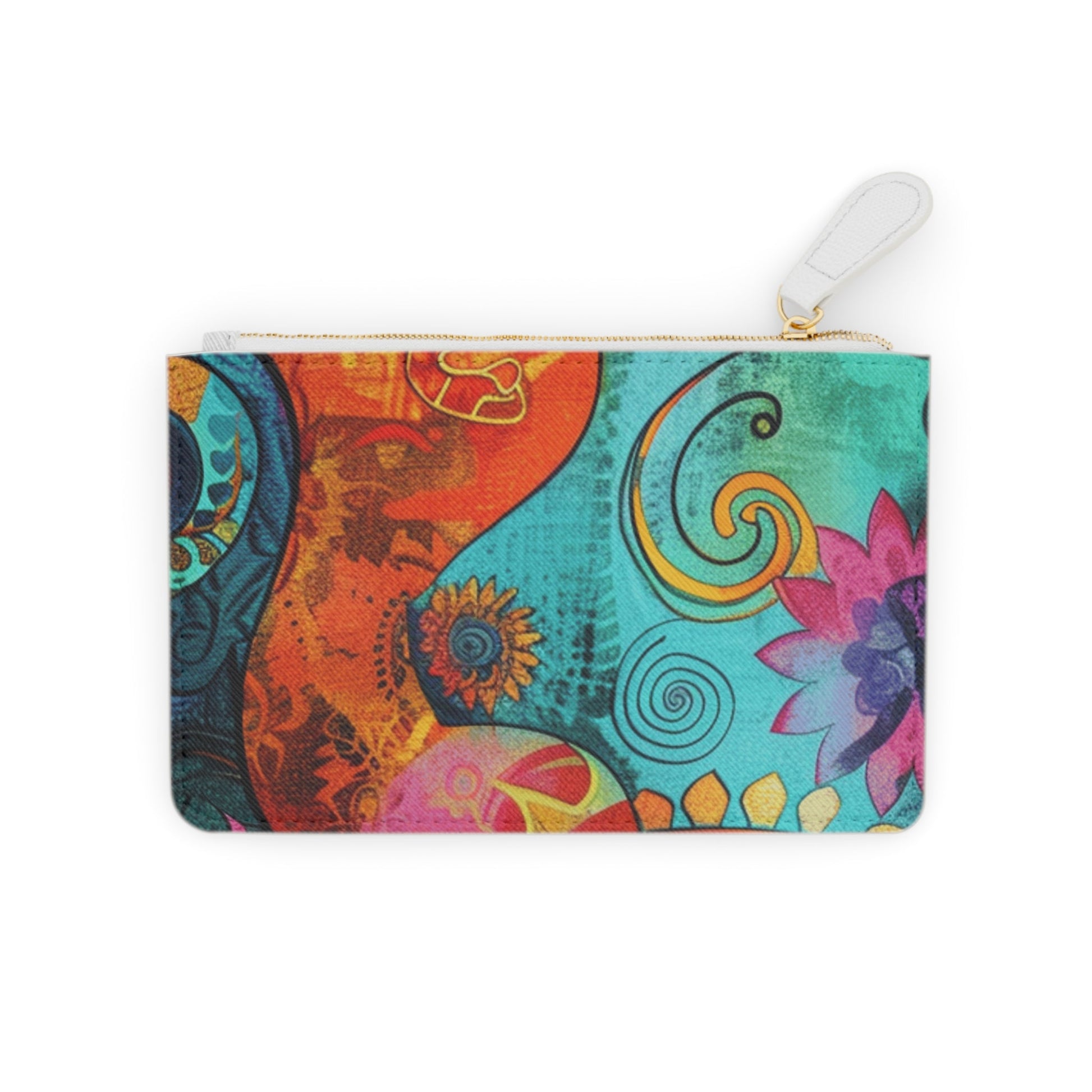 Vibrant Abstract Art Clutch Bag, Artsulli - Art is Long, Life is Short, Bags, Size, 6.3” x 4”, Color, White, , , 27238707630699965022