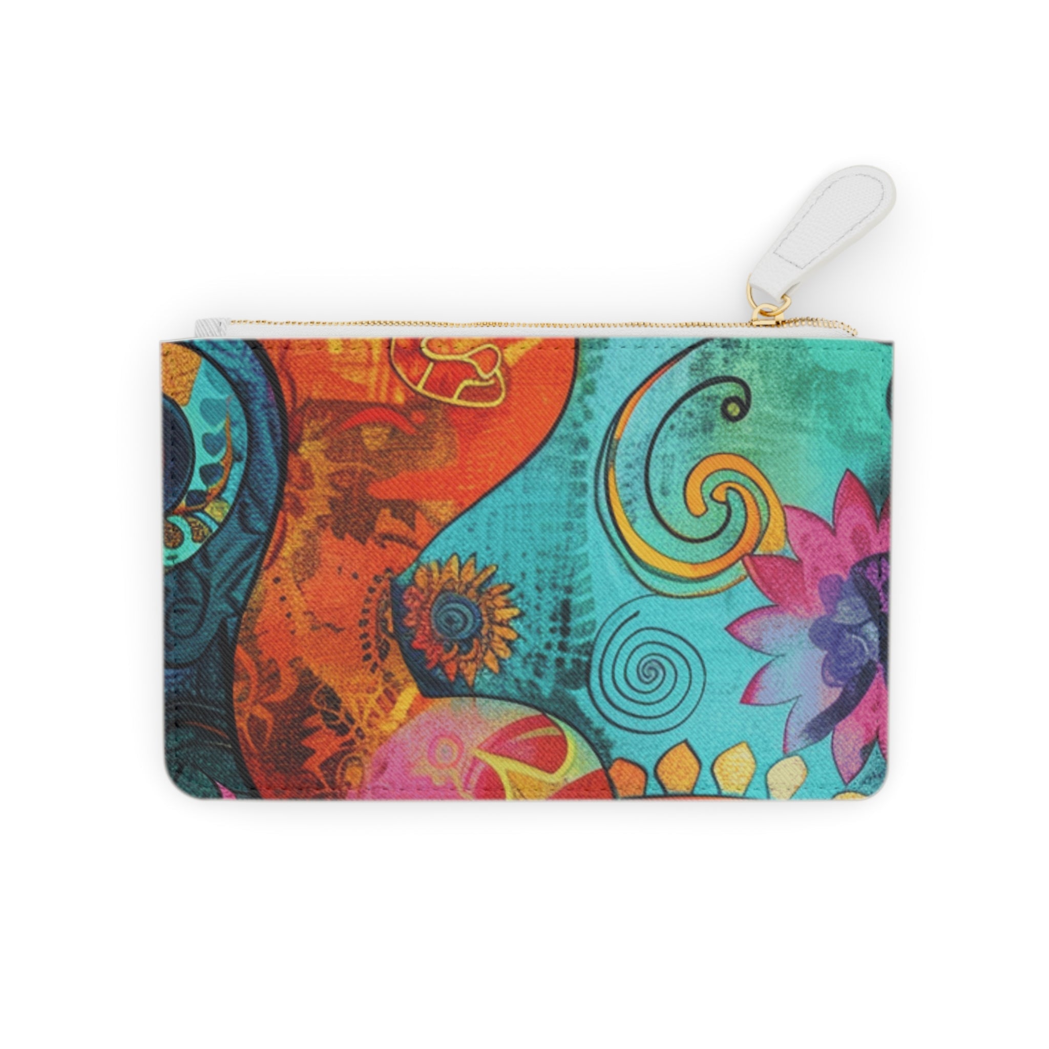 Vibrant Abstract Art Clutch Bag, Artsulli - Art is Long, Life is Short, Bags, Size, 6.3” x 4”, Color, White, , , 27238707630699965022