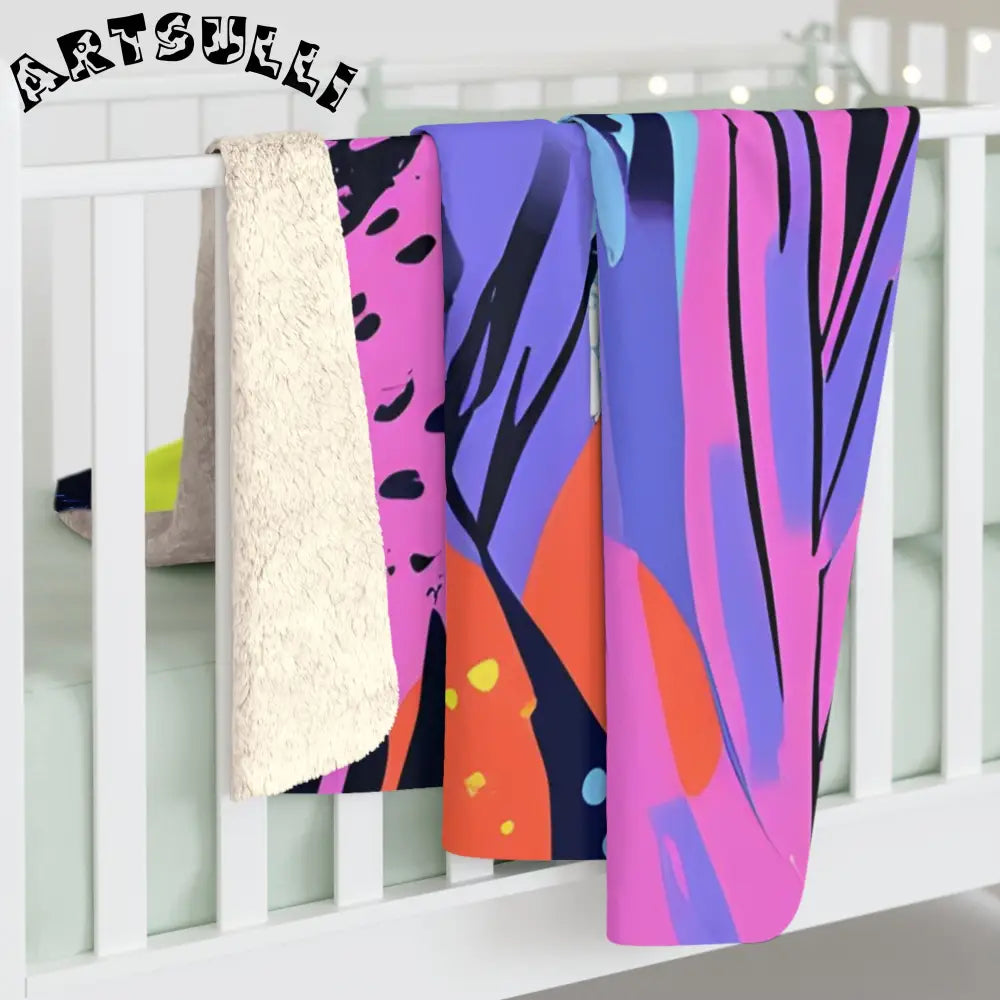 Vibrant Abstract Art Sherpa Fleece Blanket, Artsulli - Art is Long, Life is Short, Home Decor, , , , , , , 