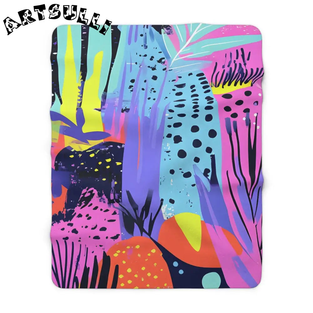 Vibrant Abstract Art Sherpa Fleece Blanket, Artsulli - Art is Long, Life is Short, Home Decor, Size, 60" × 80", , , , , 17464033690635190095