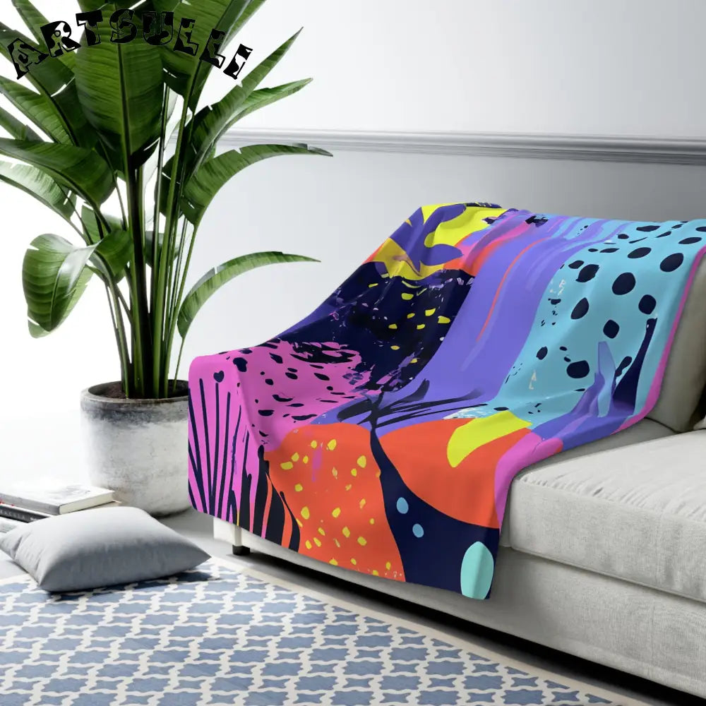 Vibrant Abstract Art Sherpa Fleece Blanket, Artsulli - Art is Long, Life is Short, Home Decor, , , , , , , 