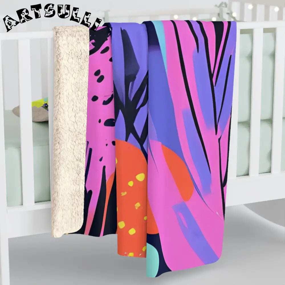 Vibrant Abstract Art Sherpa Fleece Blanket, Artsulli - Art is Long, Life is Short, Home Decor, , , , , , , 