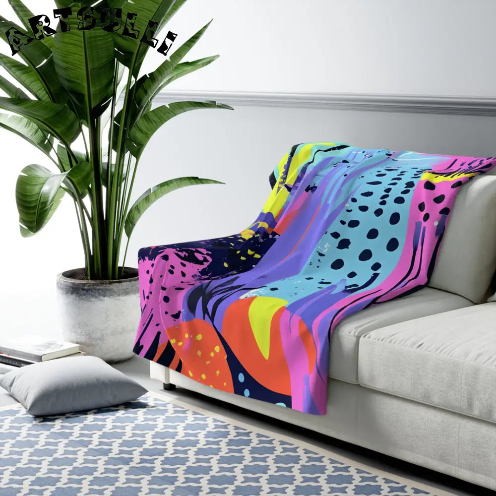 Vibrant Abstract Art Sherpa Fleece Blanket, Artsulli - Art is Long, Life is Short, Home Decor, , , , , , , 