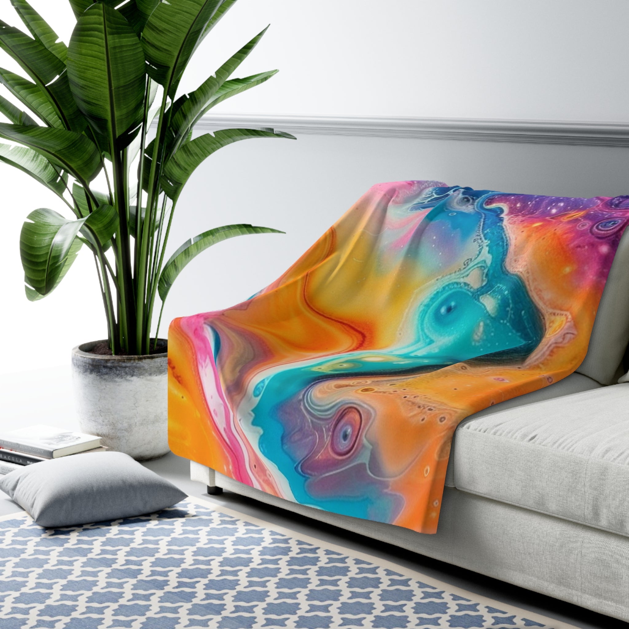 Printify Vibrant Abstract Art Sherpa Fleece Blanket 2025