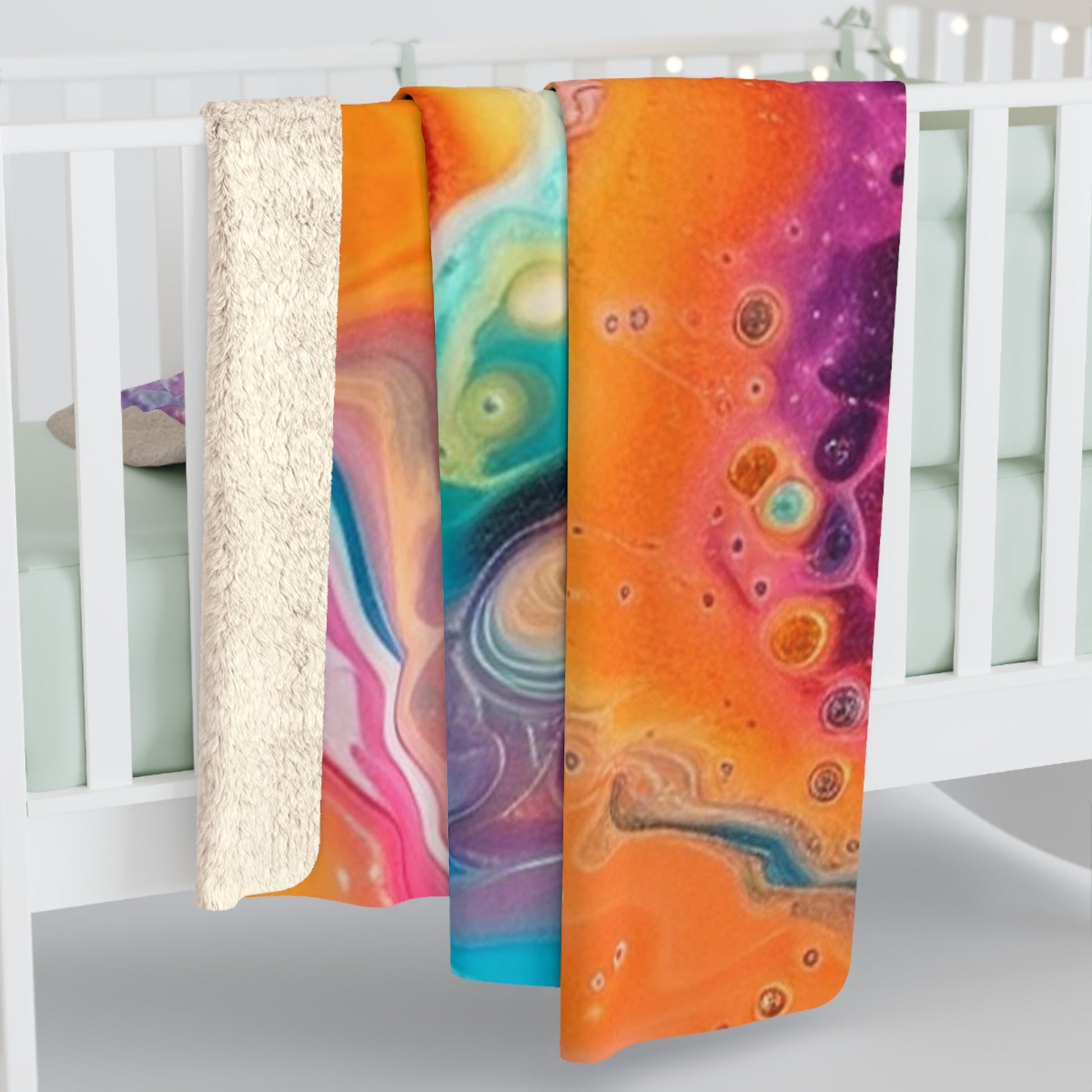 Printify Vibrant Abstract Art Sherpa Fleece Blanket 2025