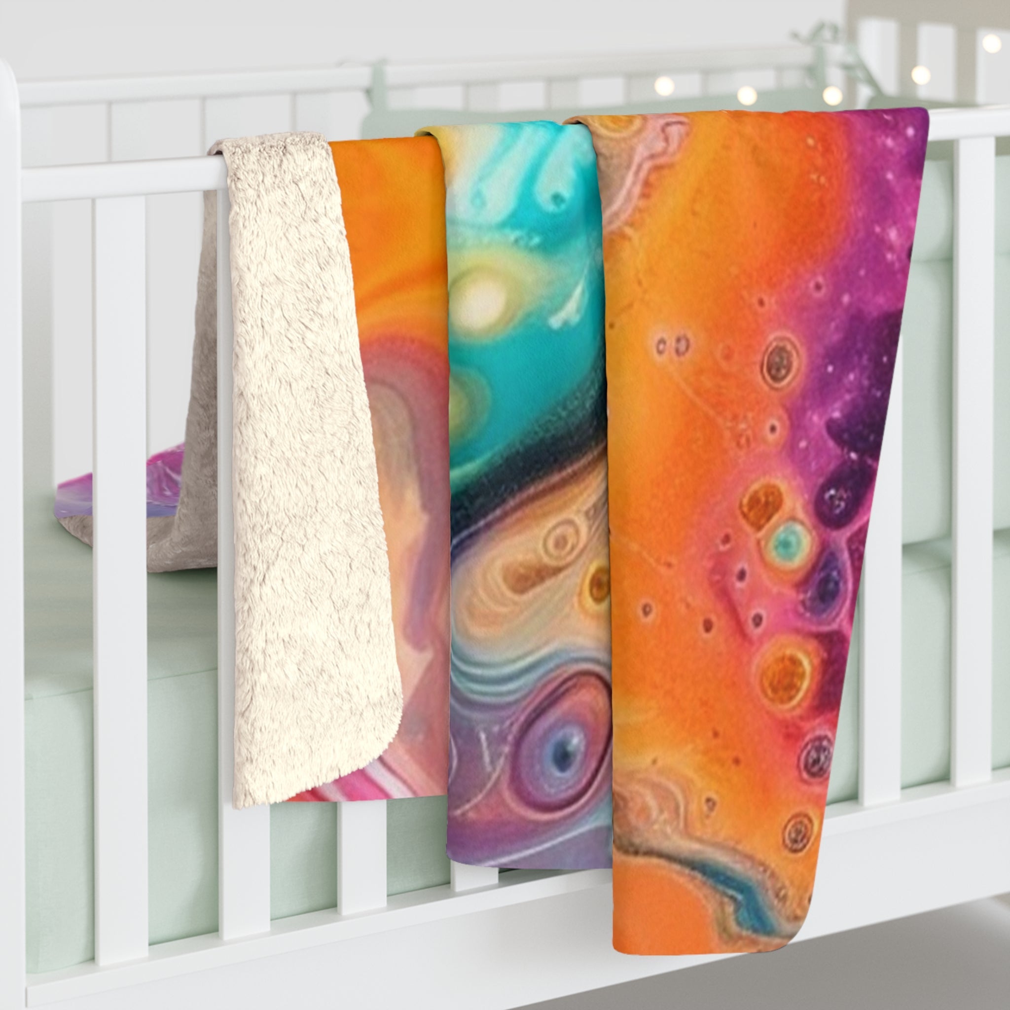 Printify Vibrant Abstract Art Sherpa Fleece Blanket 2025