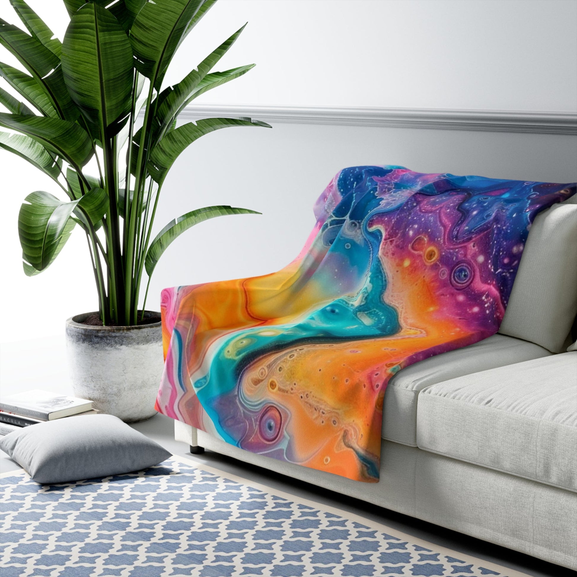 Printify Vibrant Abstract Art Sherpa Fleece Blanket 2025