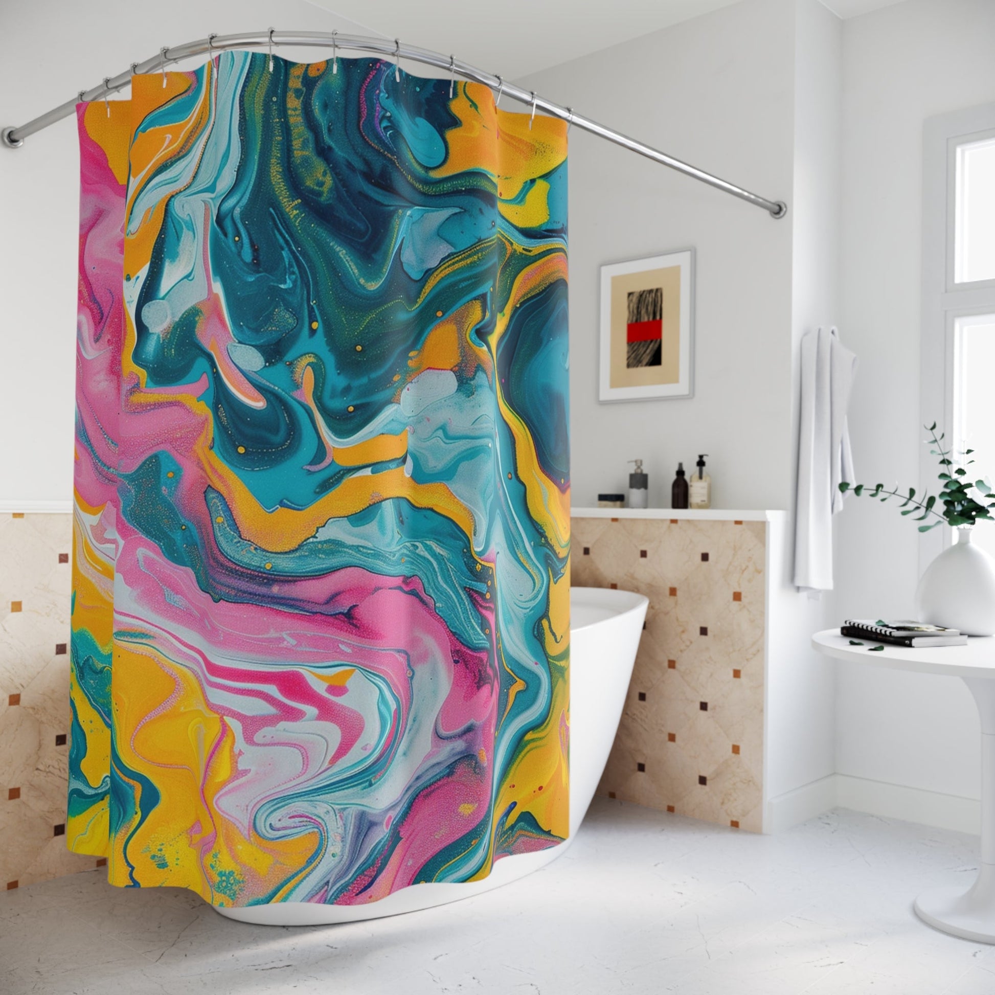 Vibrant Abstract Art Shower Curtain, Artsulli - Art is Long, Life is Short, Home Decor, , , , , , , 