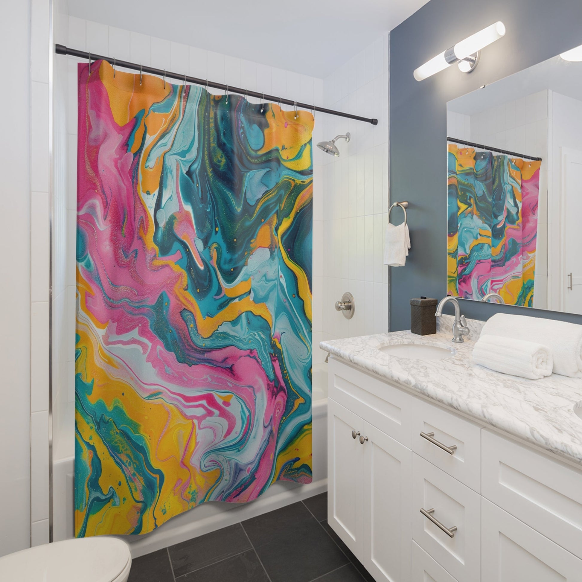 Vibrant Abstract Art Shower Curtain, Artsulli - Art is Long, Life is Short, Home Decor, , , , , , , 
