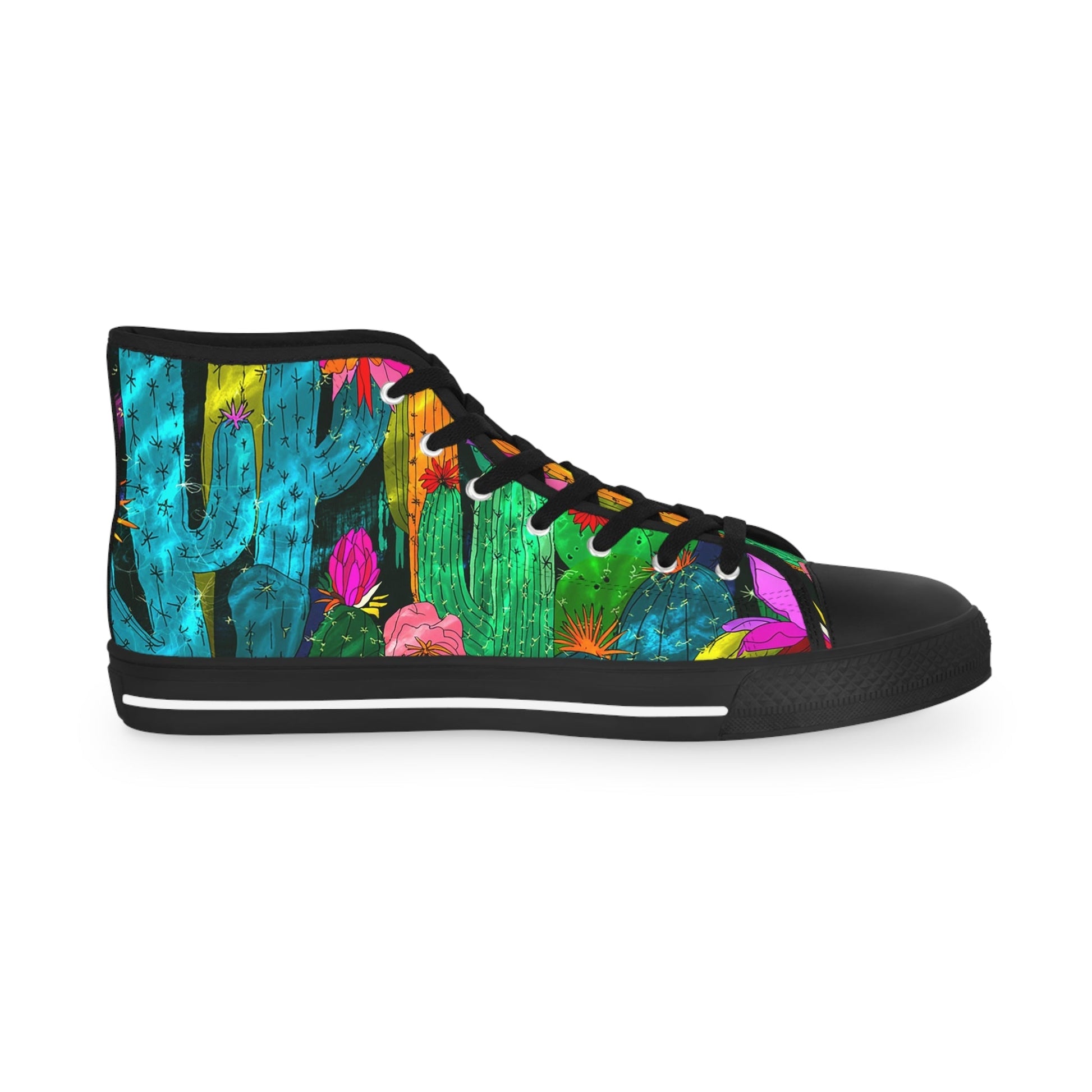 Printify Vibrant Abstract Cactus Plant Men’s Canvas High-Top Sneakers 2025