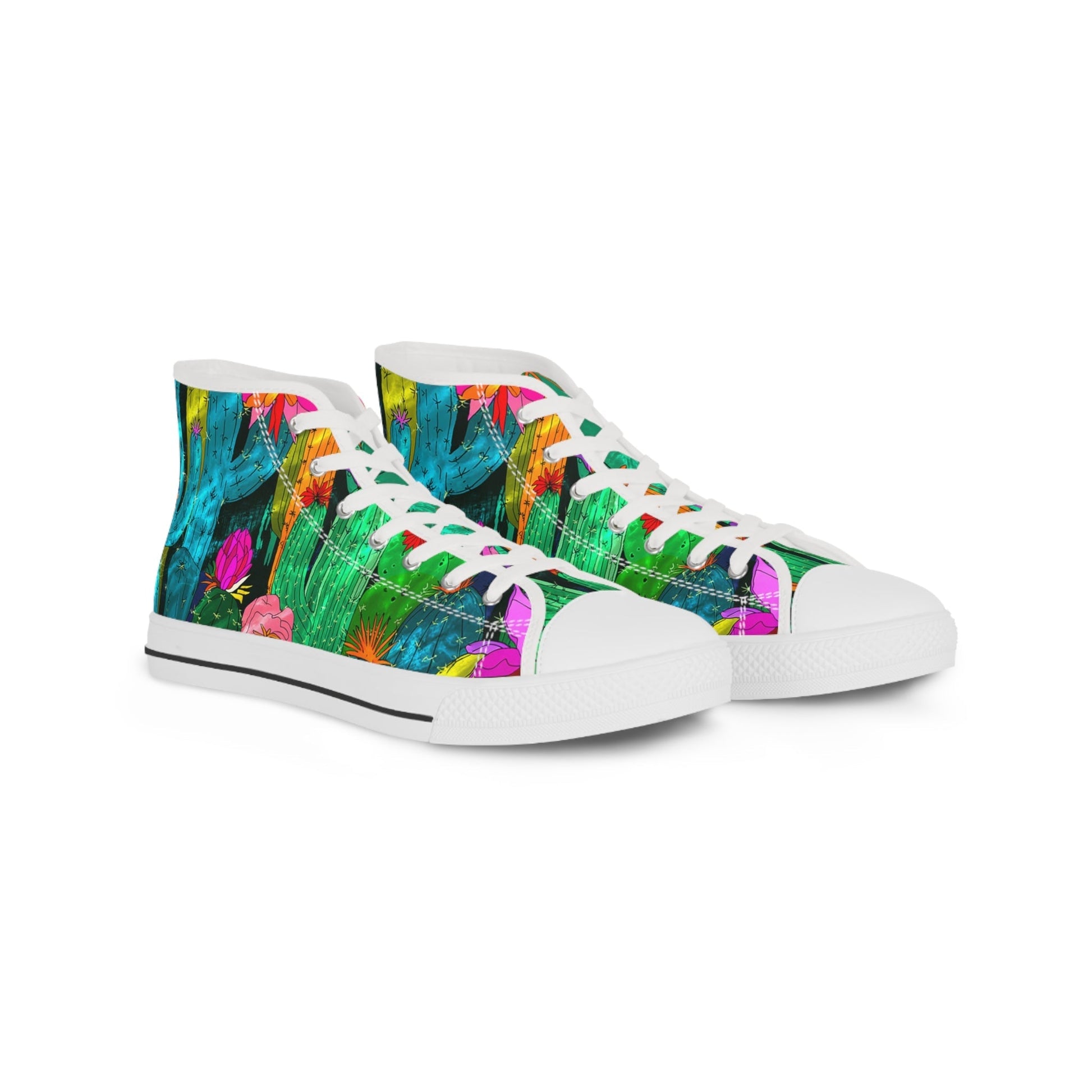 Printify Vibrant Abstract Cactus Plant Men’s Canvas High-Top Sneakers 2025