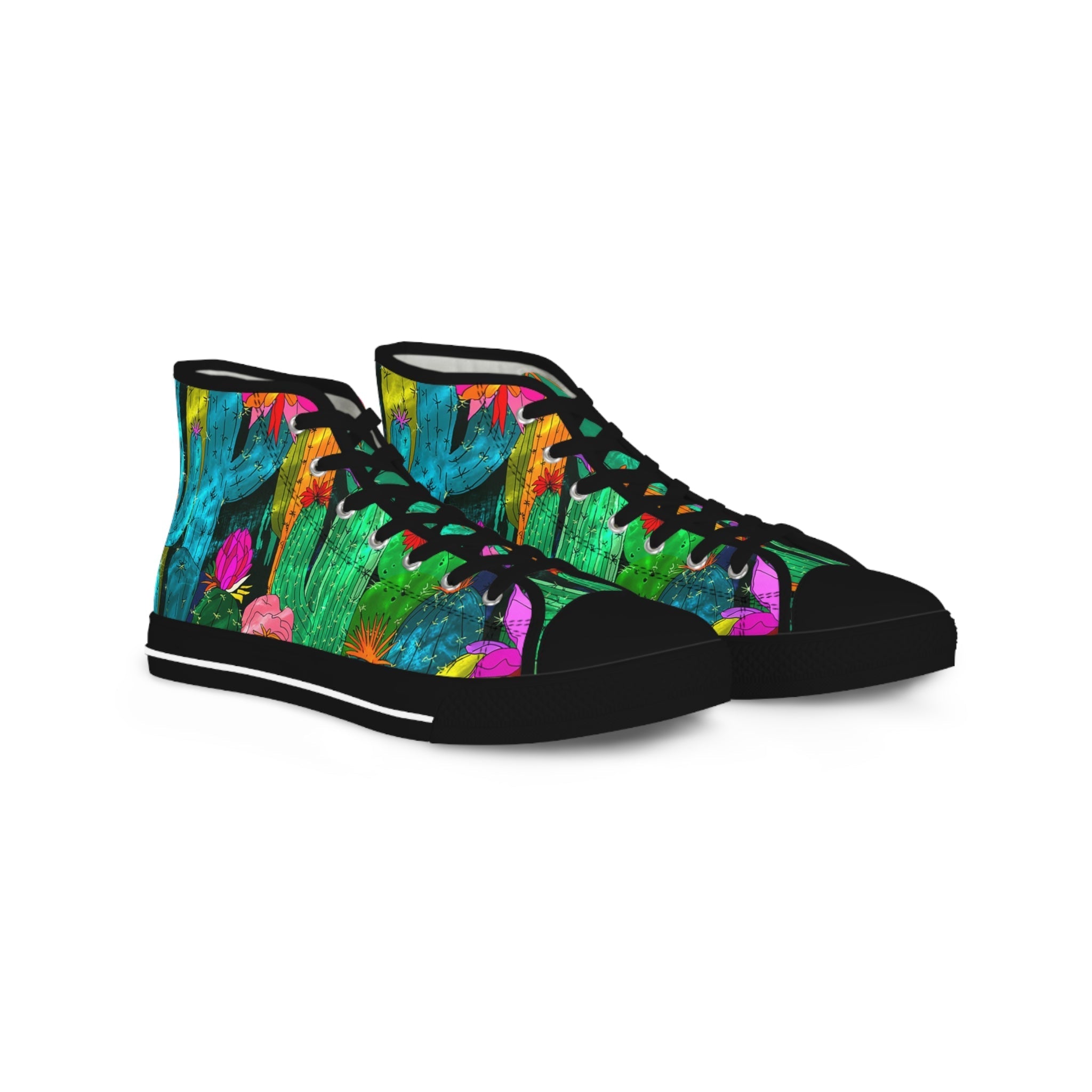 Printify Vibrant Abstract Cactus Plant Men’s Canvas High-Top Sneakers 2025