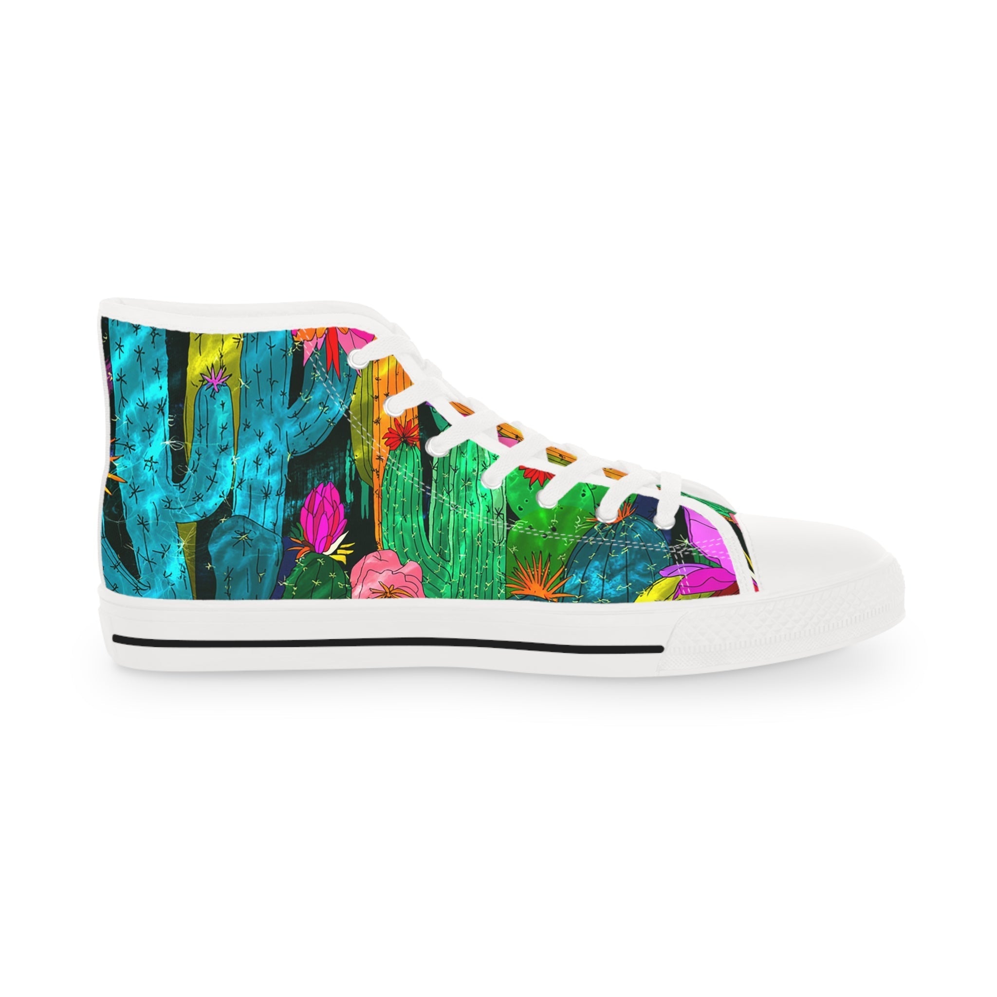 Printify Vibrant Abstract Cactus Plant Men’s Canvas High-Top Sneakers 2025